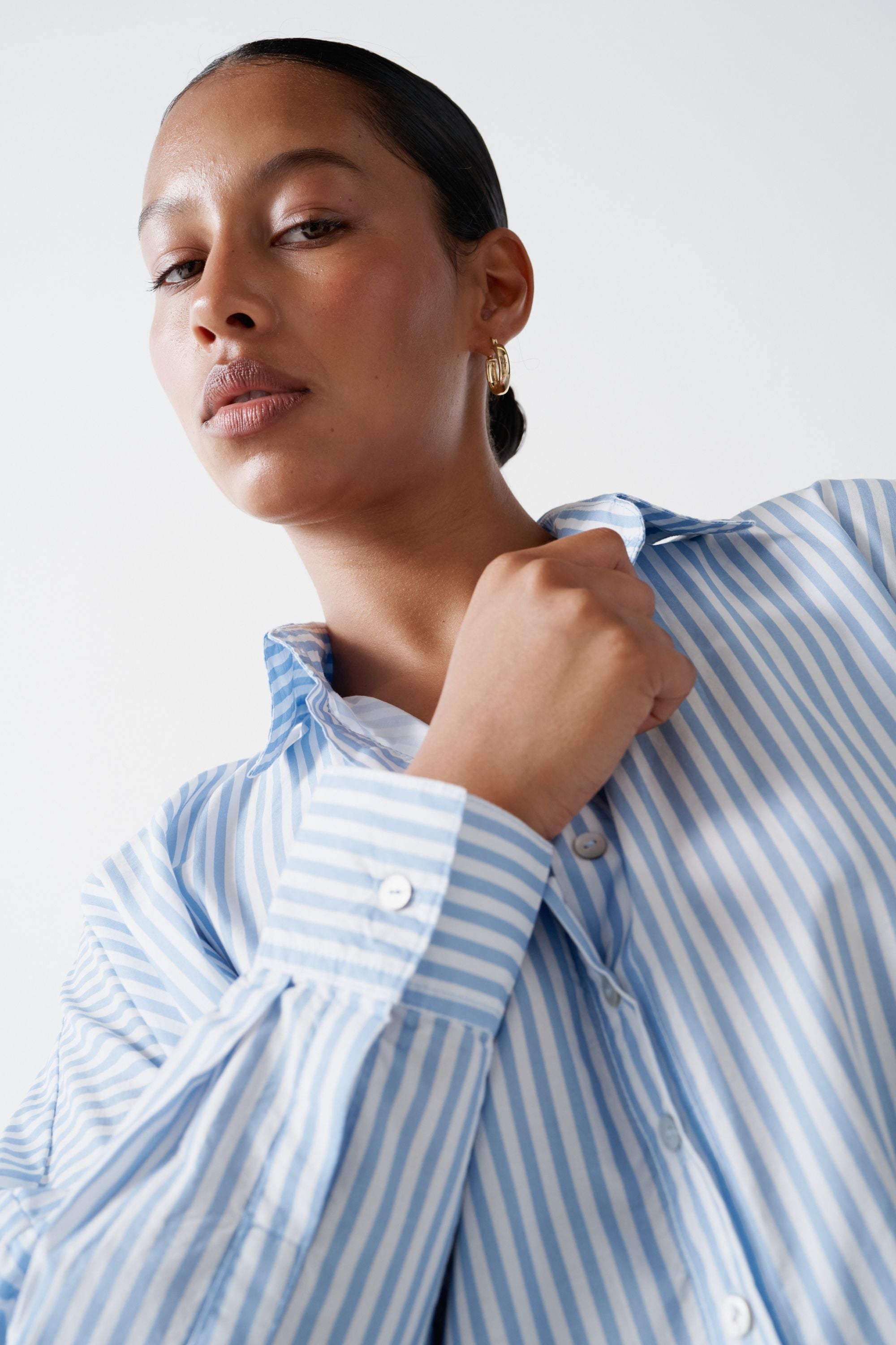 Oscar Oversized Cotton Poplin Shirt Sky Stripe