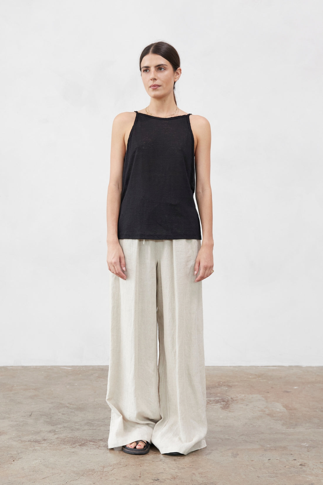 Paul Linen Jersey Top Black