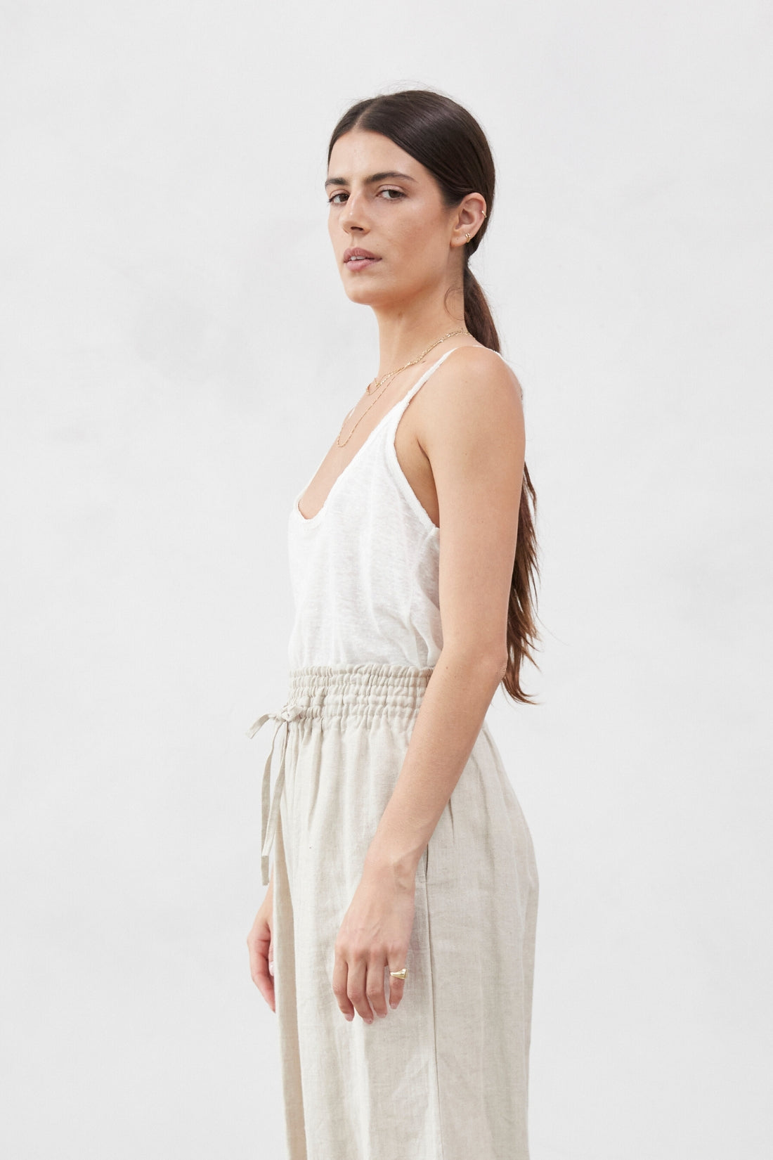 Paul Linen Jersey Top Ivory