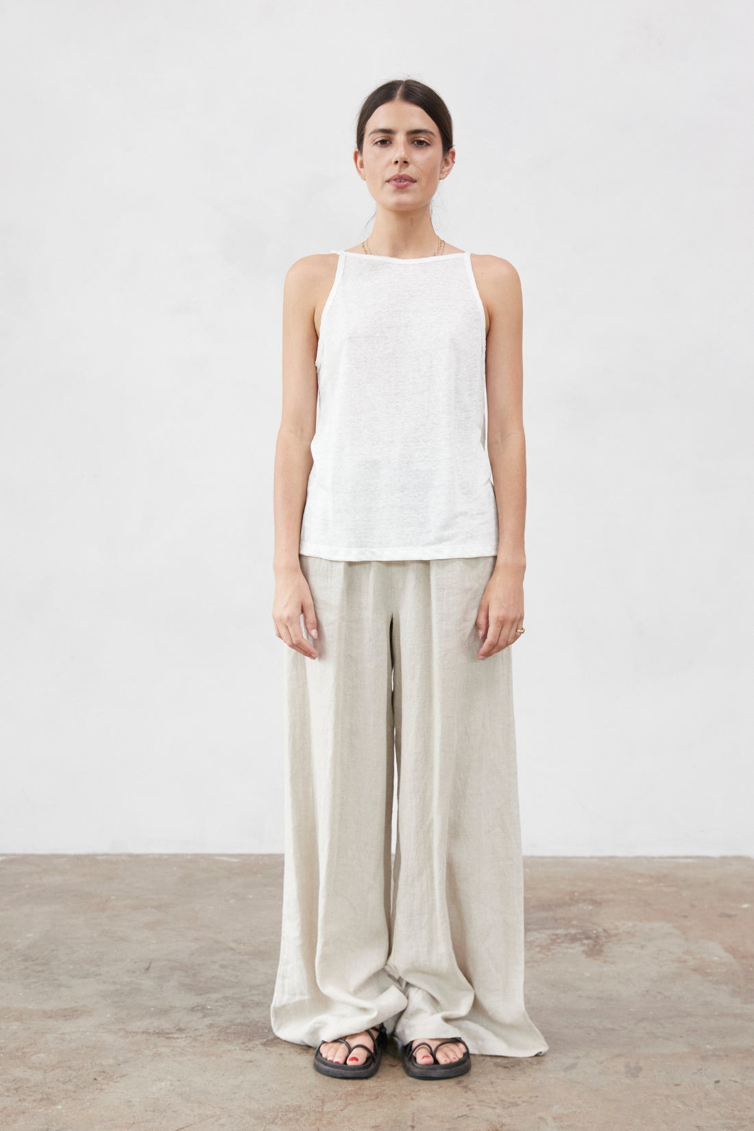 Paul Linen Jersey Top Ivory