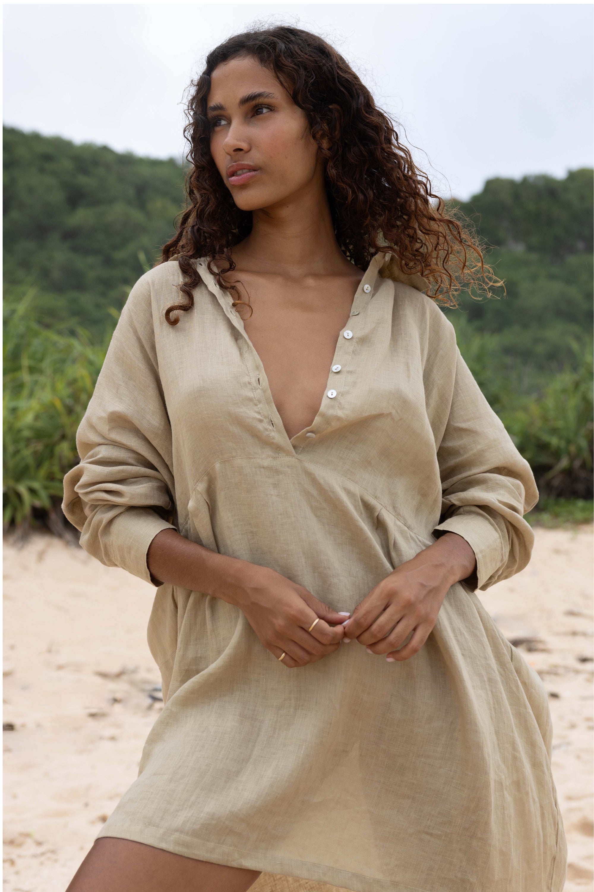 Byron Oversized Shirt Dress Ice Coffee