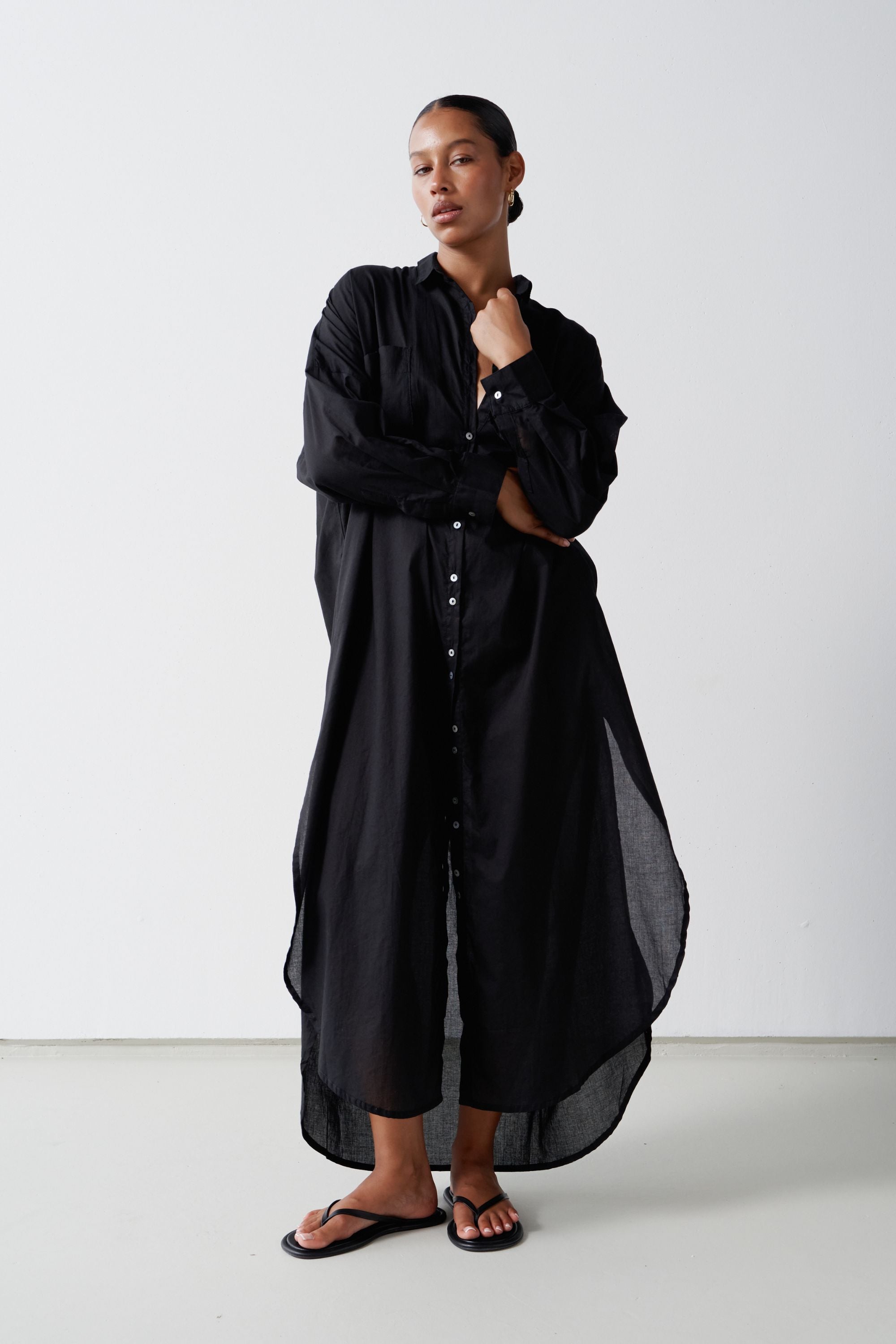 Santorini Shirt Dress Black