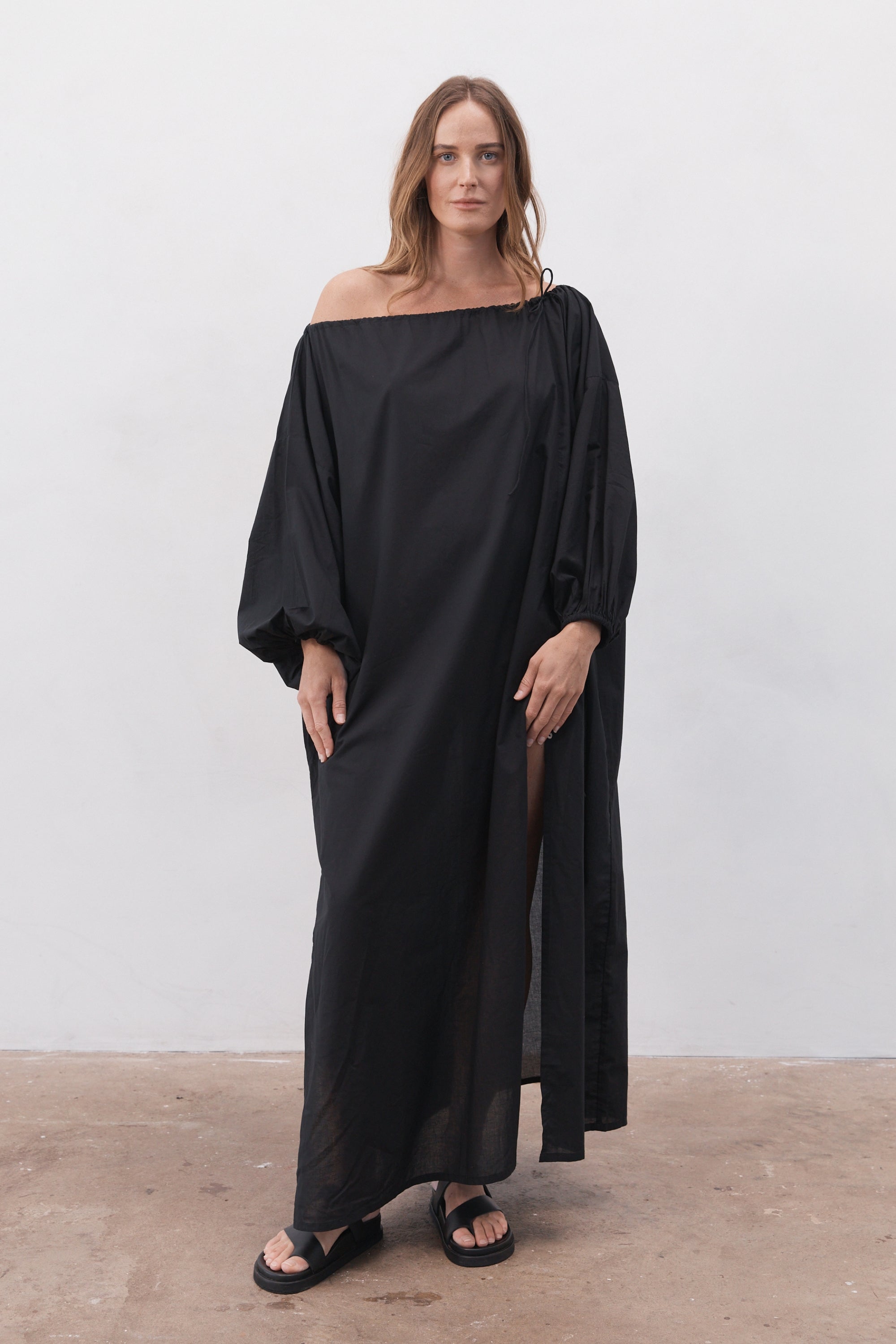 Pre Order | Verona Organic Cotton Maxi Dress Black