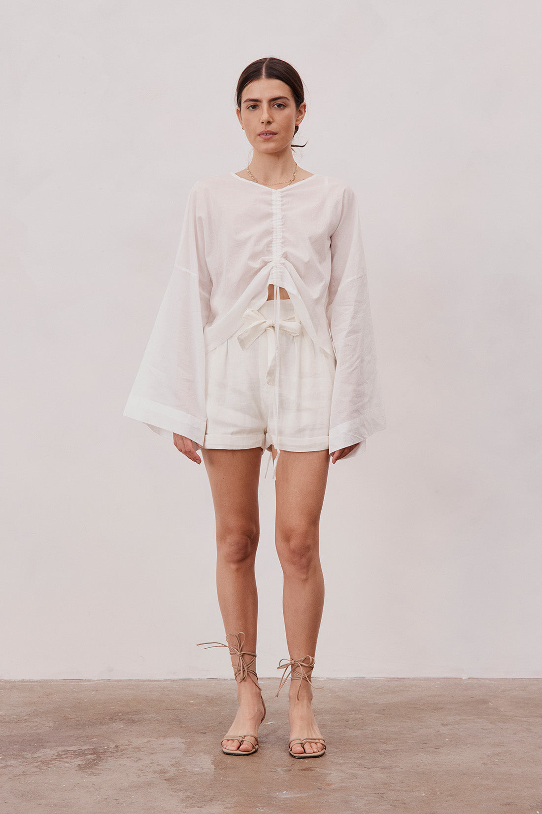 William Silk Linen Shorts Ivory