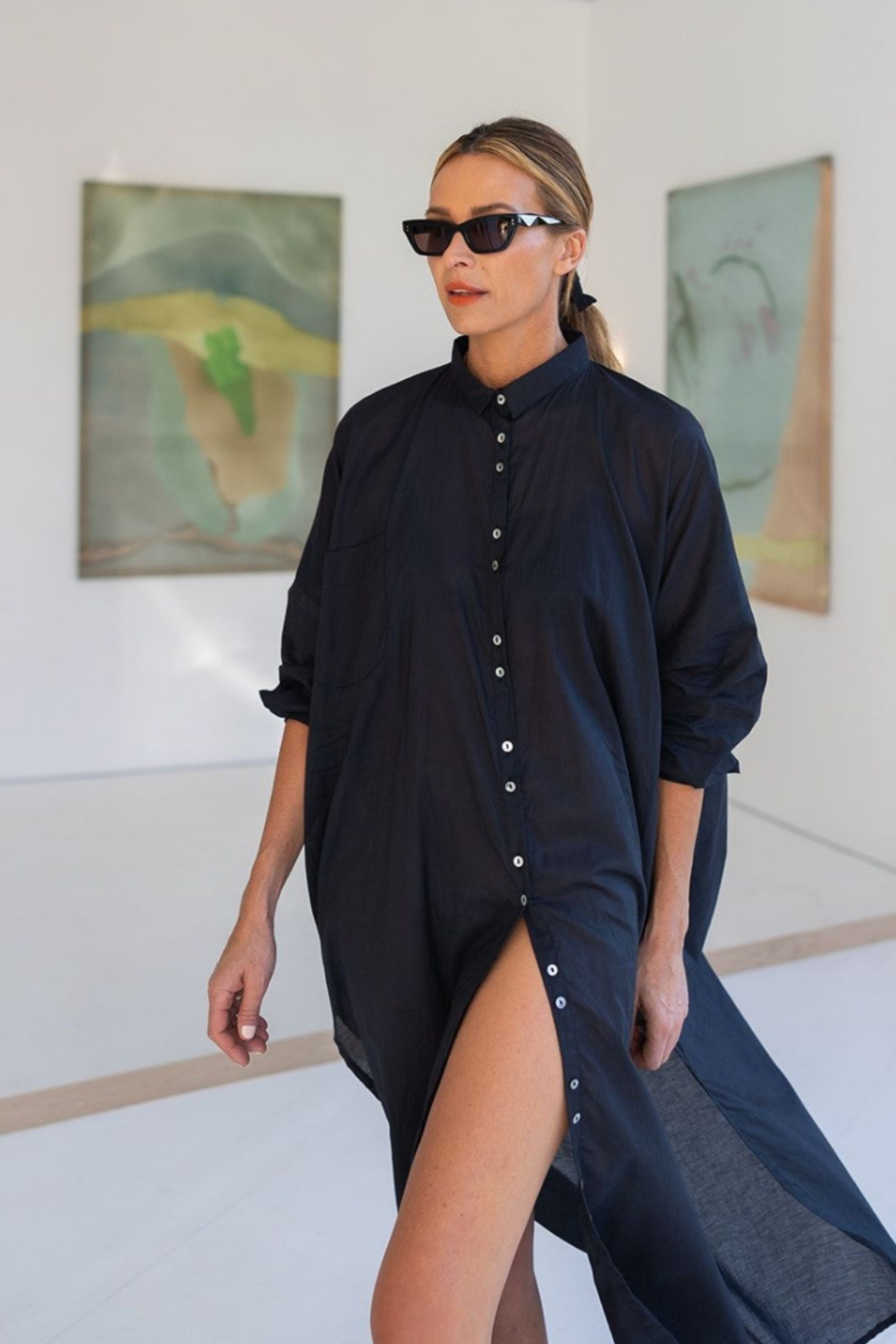Santorini Shirt Dress Black