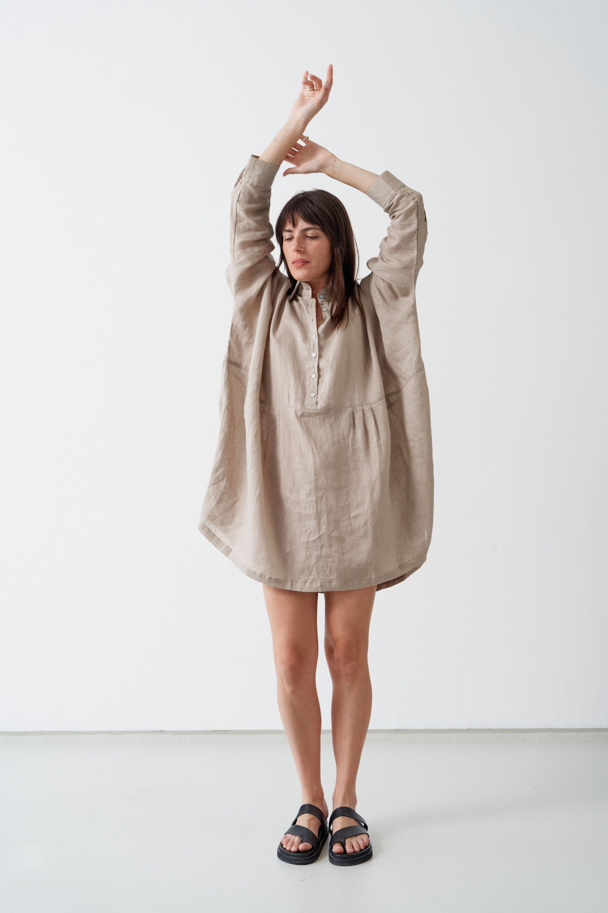 Byron Oversized Shirt Dress Ice Coffee