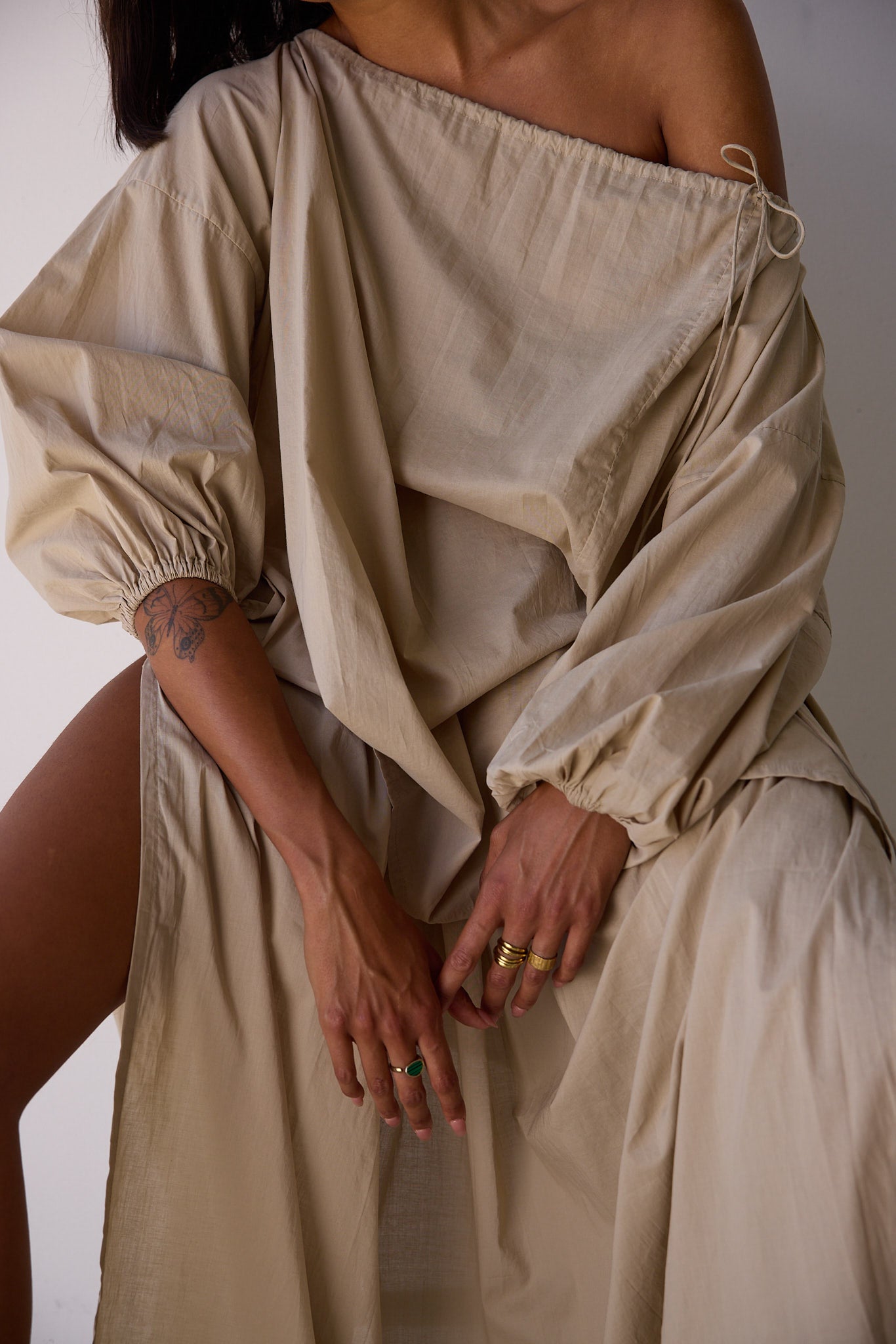 Joss Organic Cotton Blouse Ice Coffee — UNIKSPACE