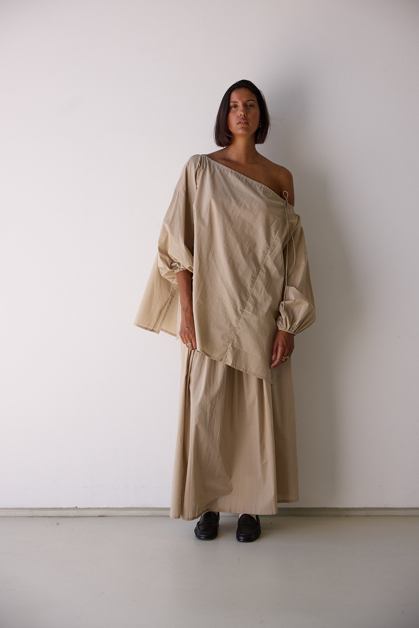 Joss Organic Cotton Blouse Ice Coffee — UNIKSPACE