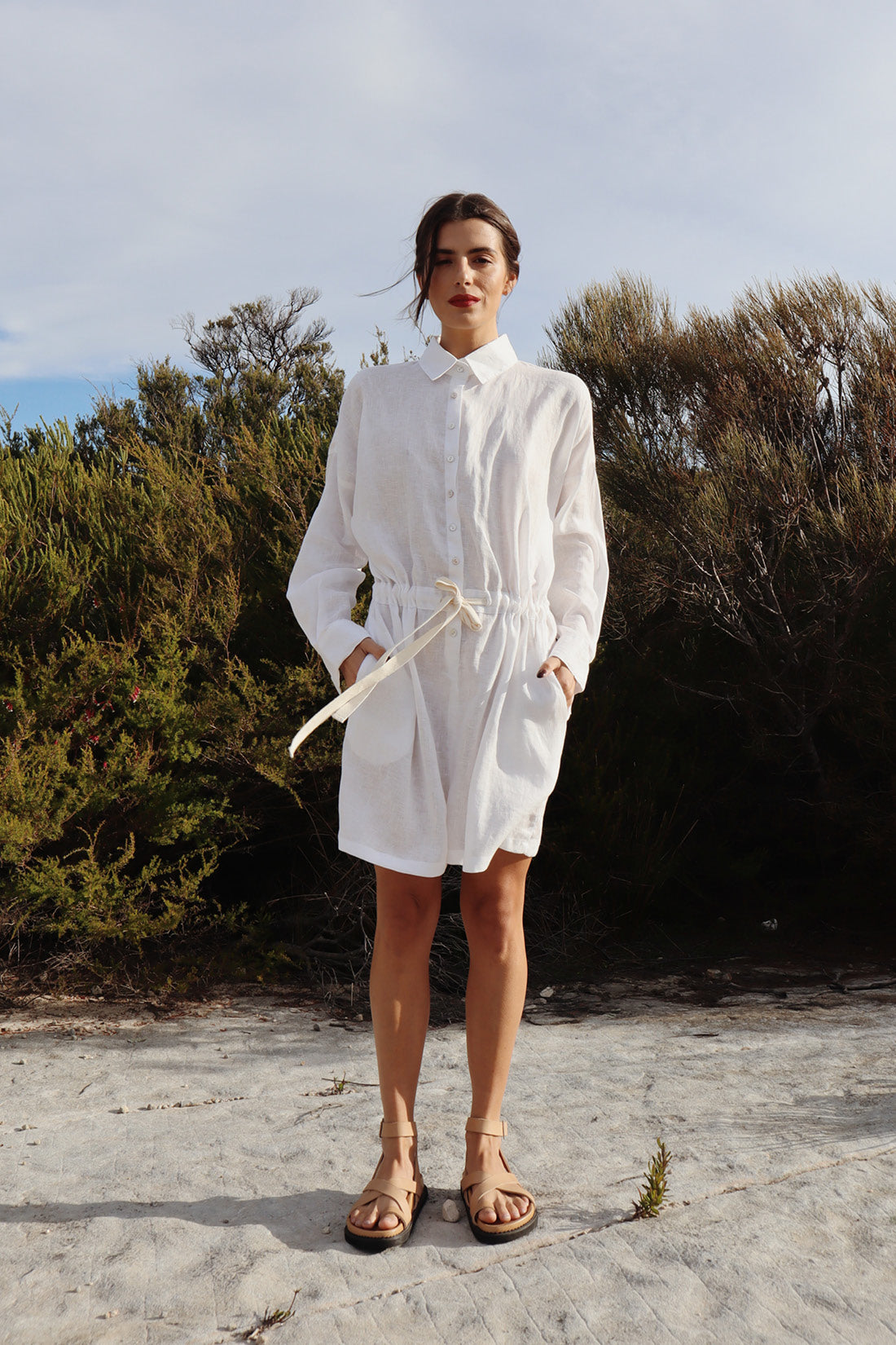 White Ewa Linen Boiler Suit, Women's Clothing, UNIKSPACE