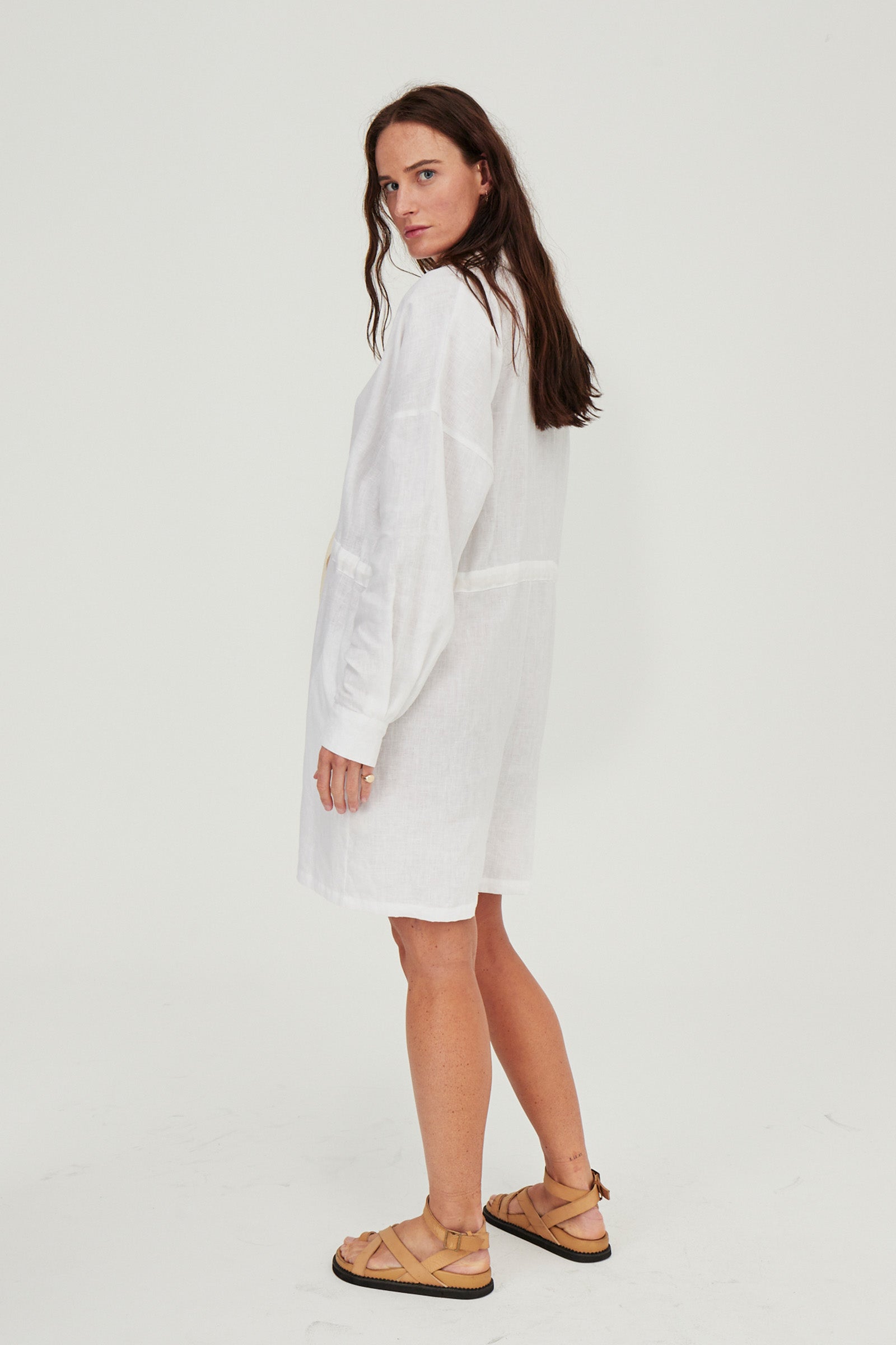 Ewa Linen Boilersuit White