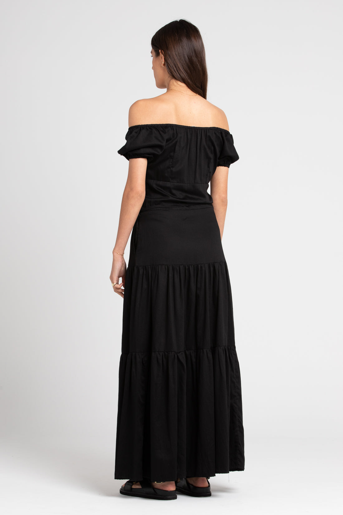 Black Isabella Off The Shoulder Midi Dress, Women's Clothing, UNIKSPACE