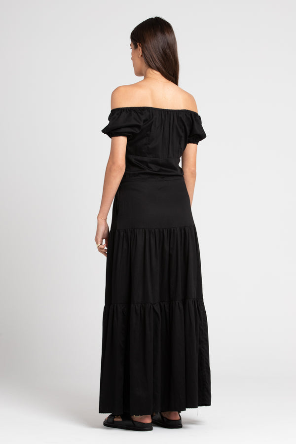 Black Isabella Off The Shoulder Midi Dress, Women's Clothing, UNIKSPACE