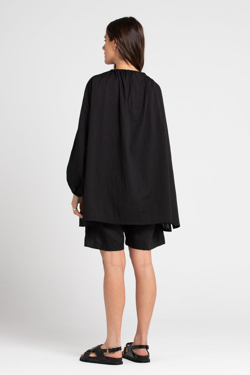 Black Joss Cotton Tunic, Women's Clothing, UNIKSPACE