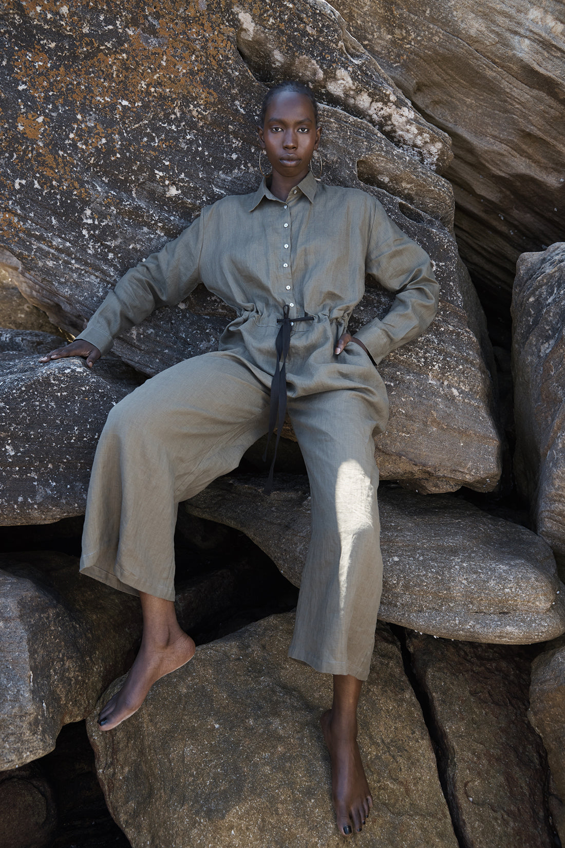 Olive Kidd Linen Boiler Suit, Women's Clothing, UNIKSPACE