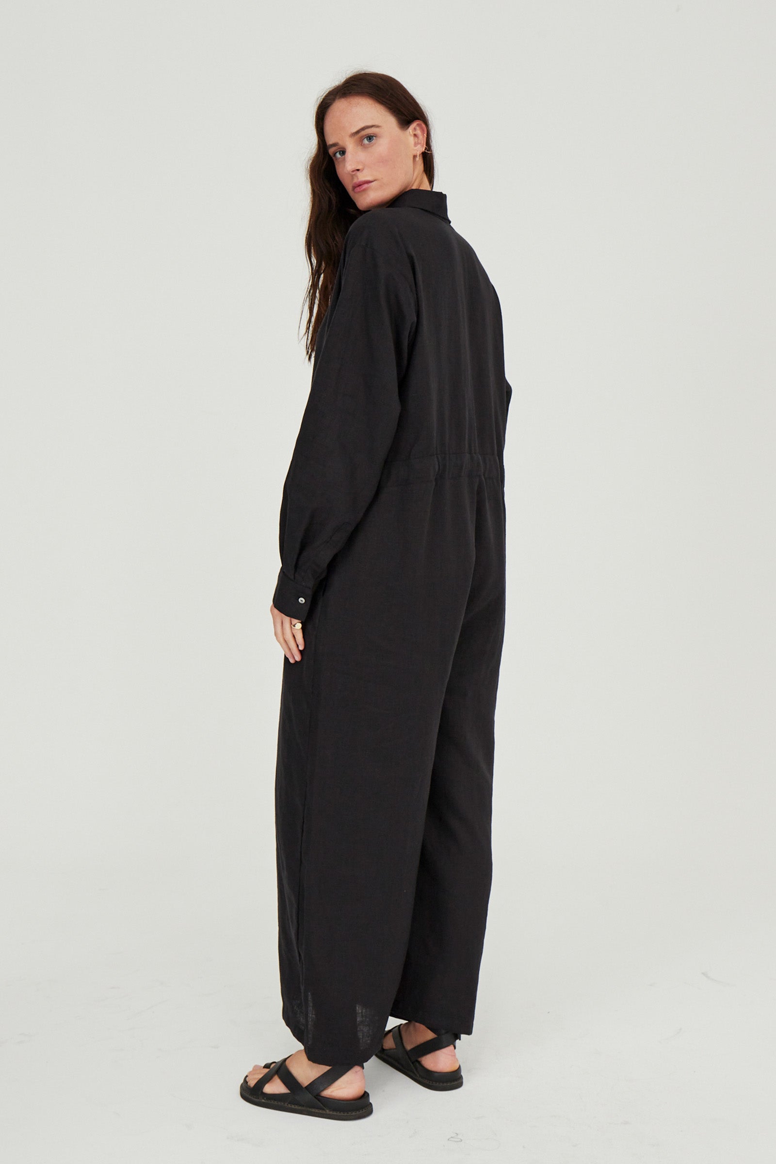 Kidd Linen Boilersuit Black