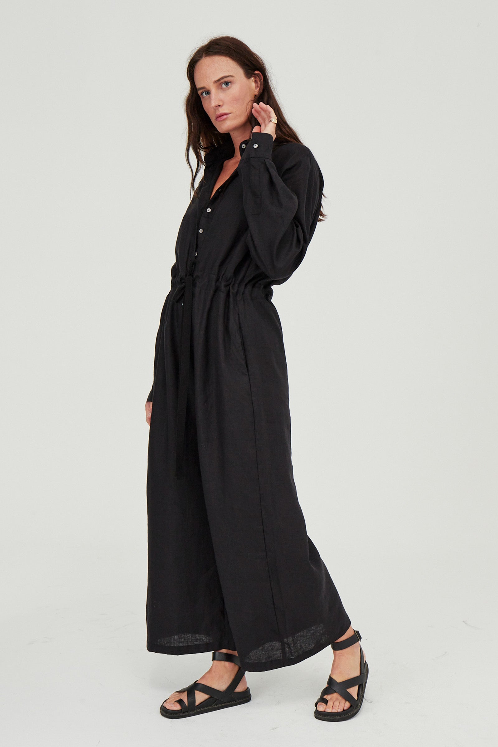 Kidd Linen Boilersuit Black
