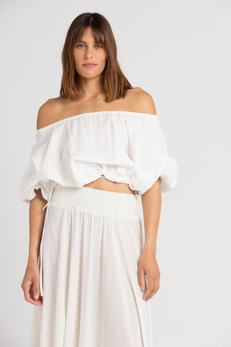 White Kluba Crop Top, Women's Clothing, UNIKSPACE