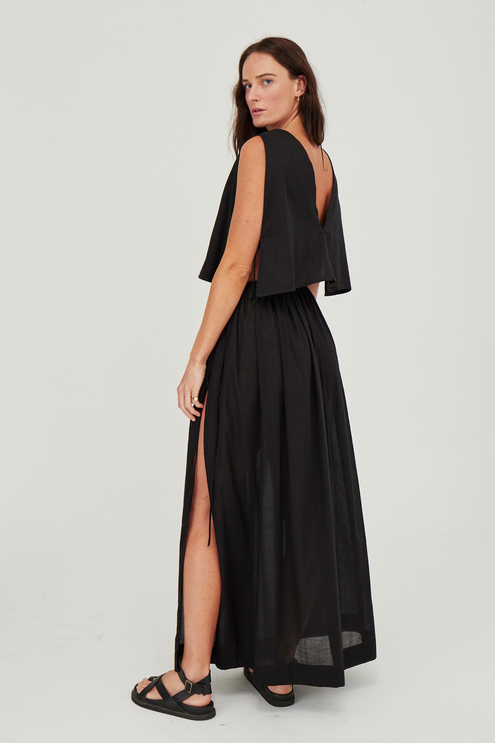 Maya Organic Cotton Maxi Skirt Black