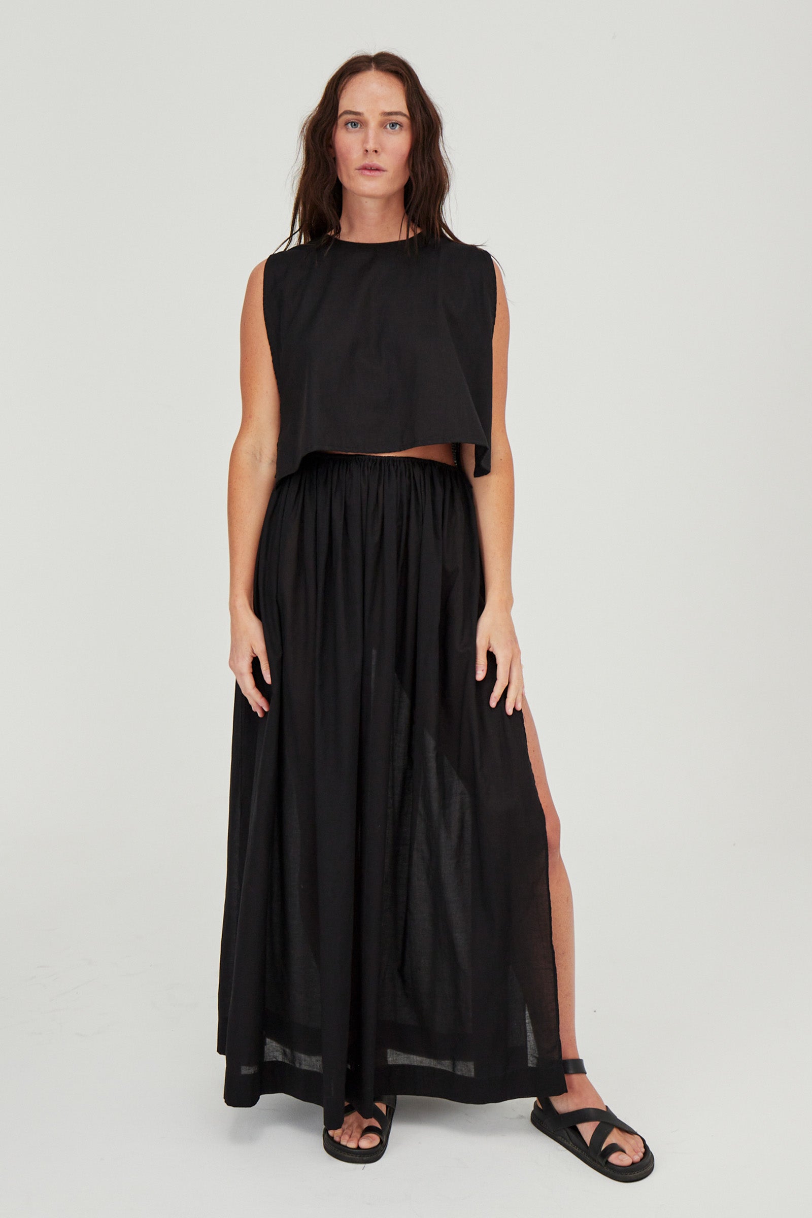 Maya Organic Cotton Maxi Skirt Black