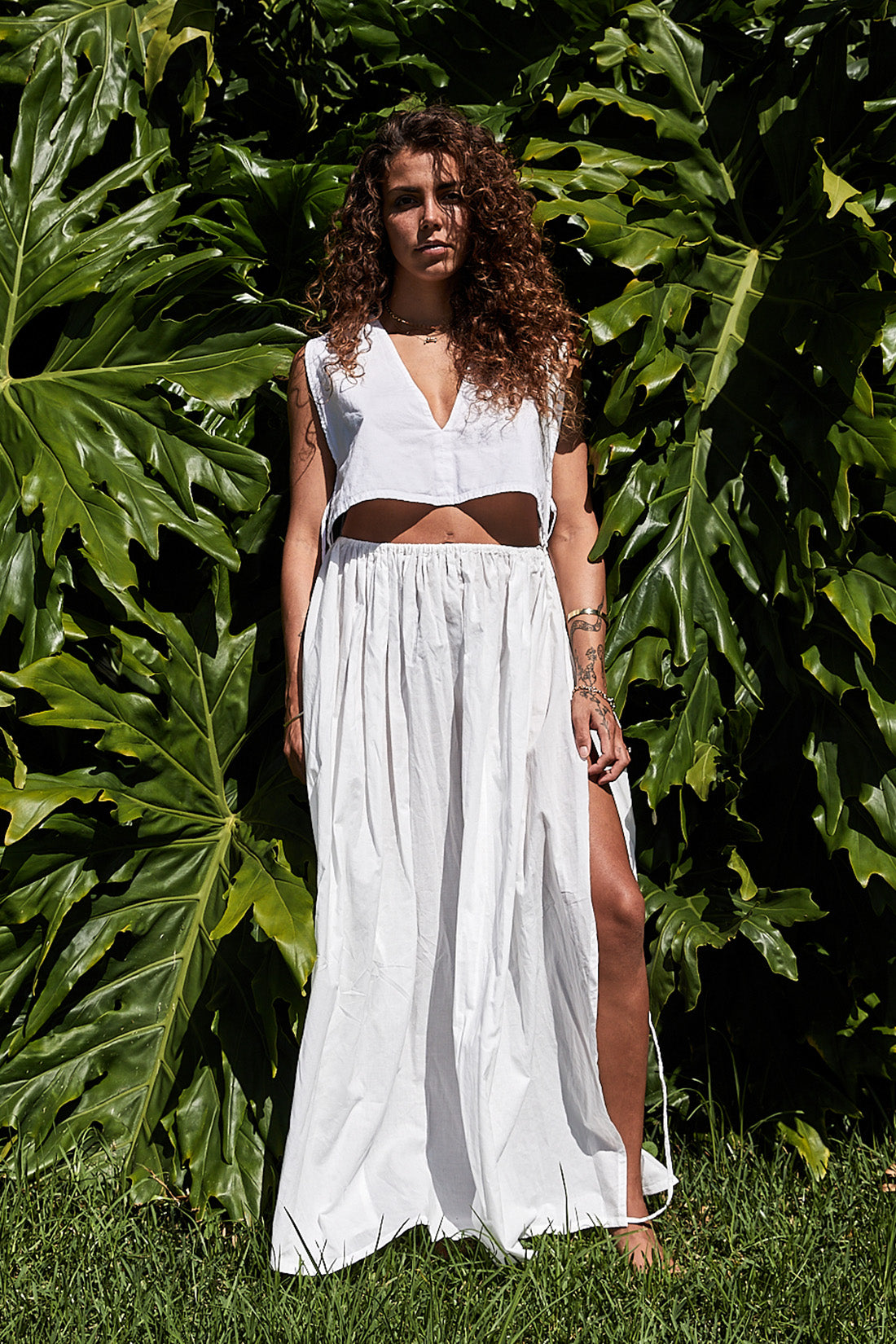Maya Organic Cotton Maxi Skirt White — UNIKSPACE
