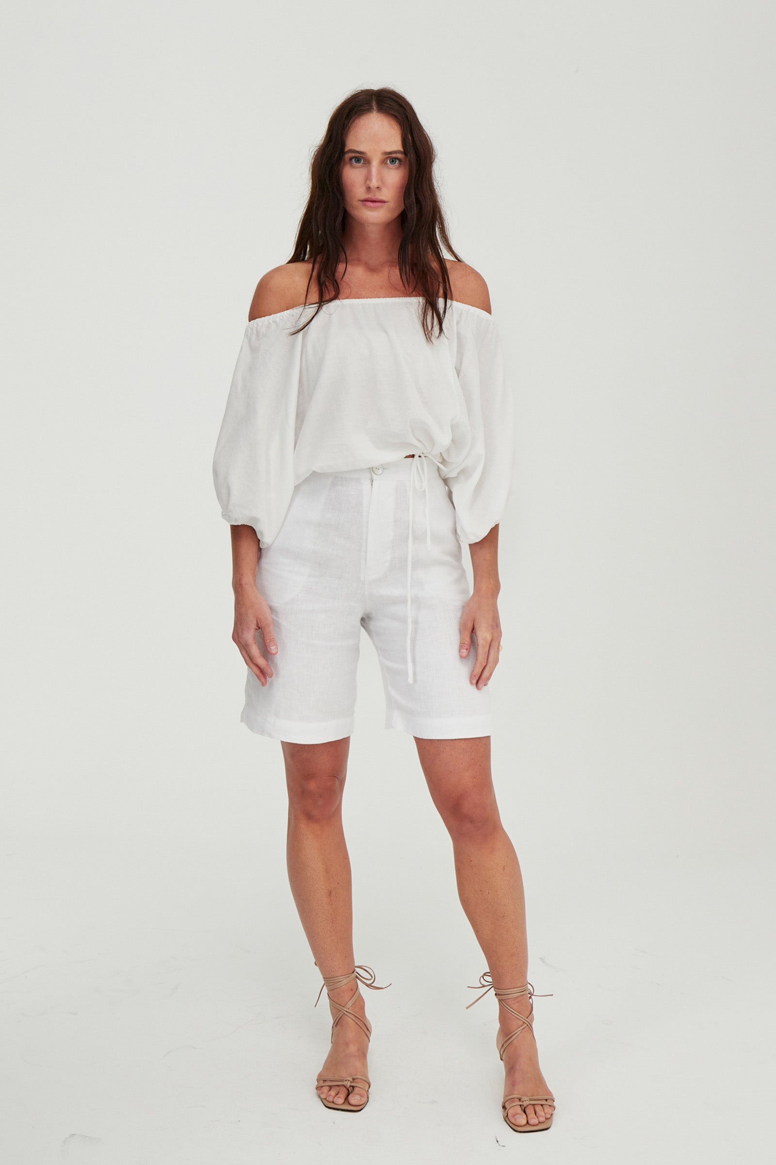 Parker Tailored Linen Short White
