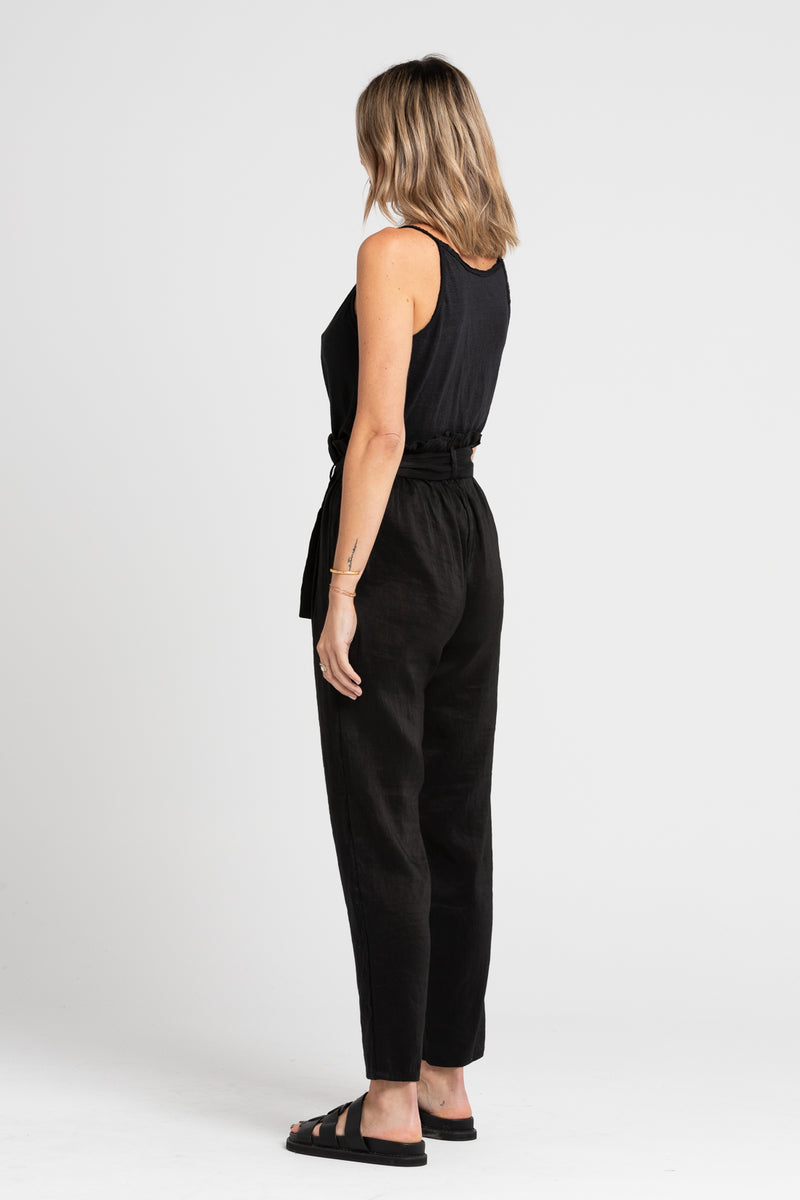 Black Paul Linen Jersey Sleeveless Top, Women's Clothing, UNIKSPACE