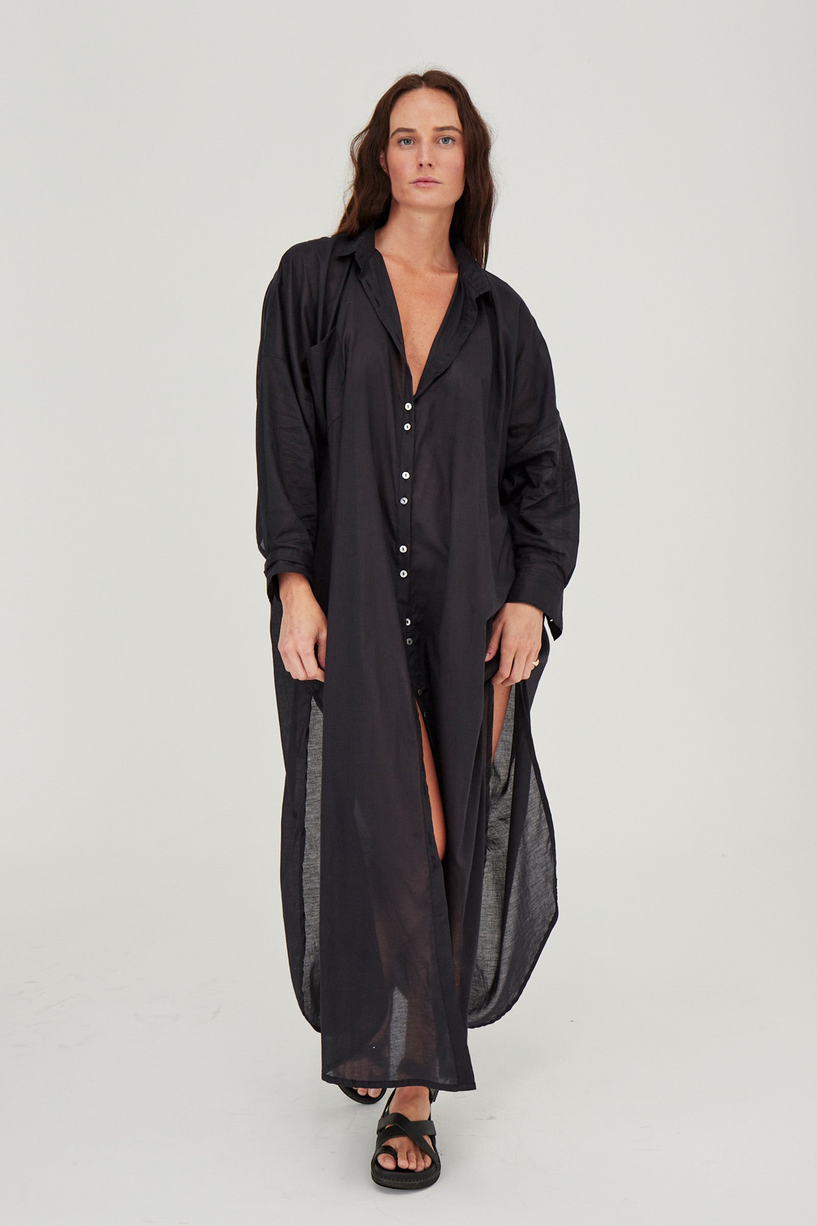 Santorini Shirt Dress Black