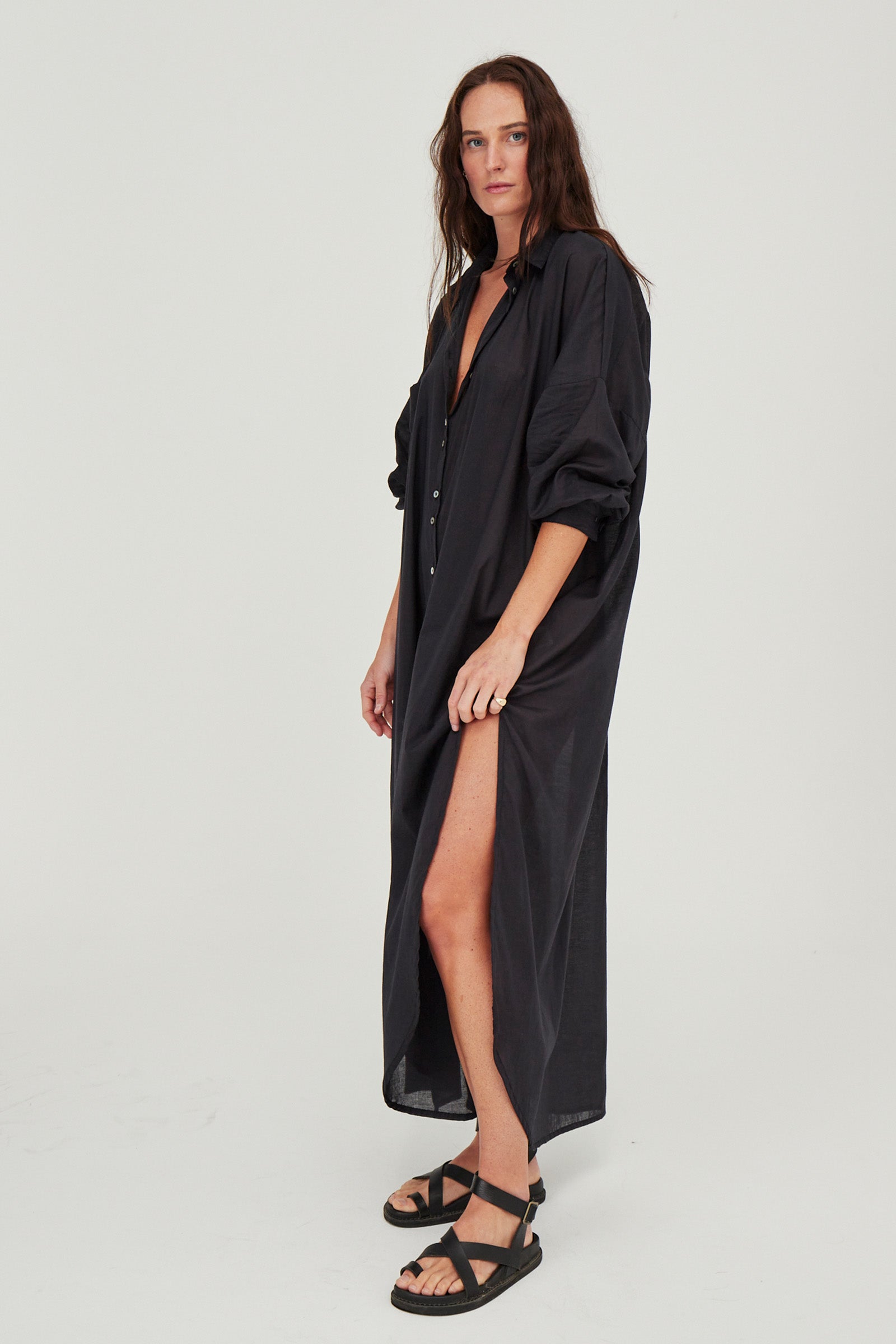 Santorini Shirt Dress Black