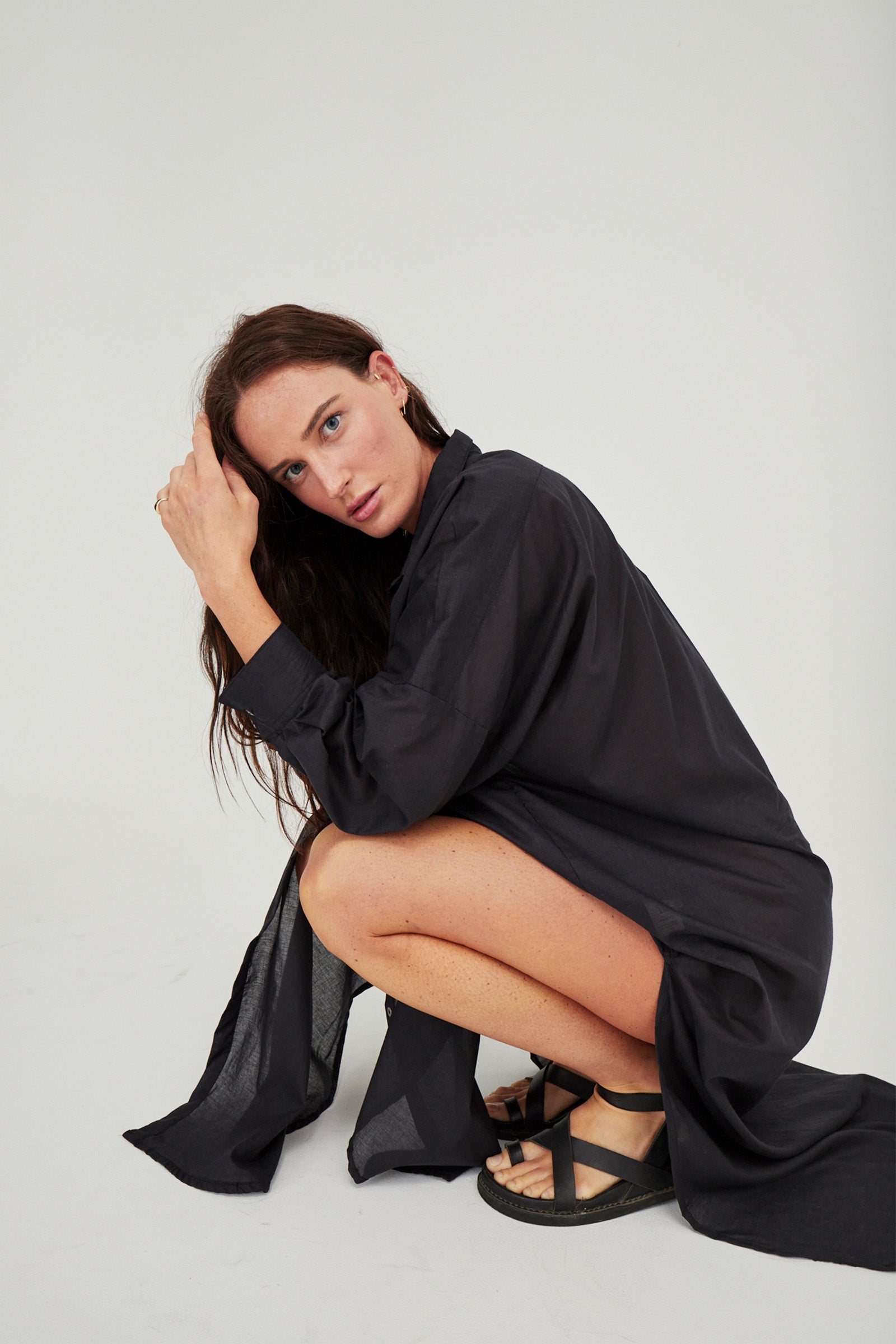 Santorini Shirt Dress Black