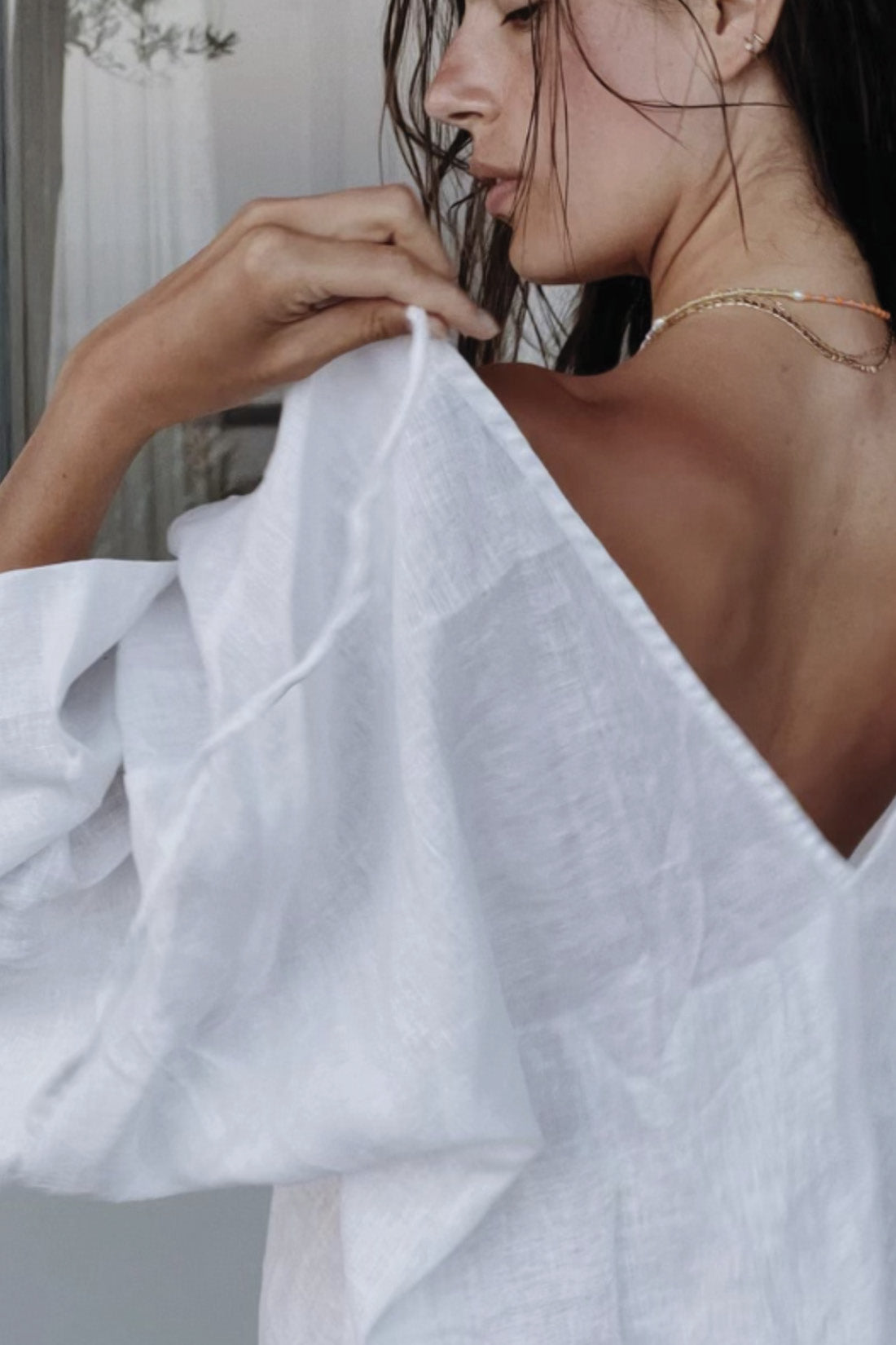 Sofia Linen Tunic White