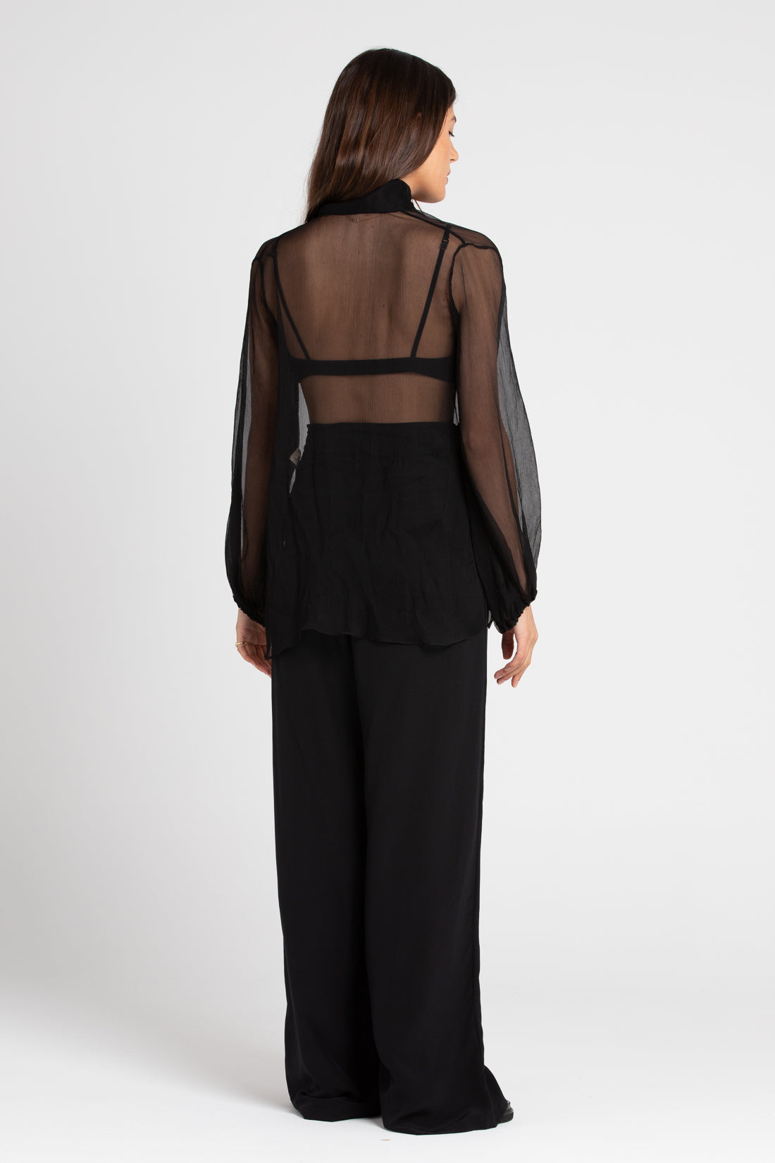 Black Taylor Silk Blouse, Women's Clothing, UNIKSPACE