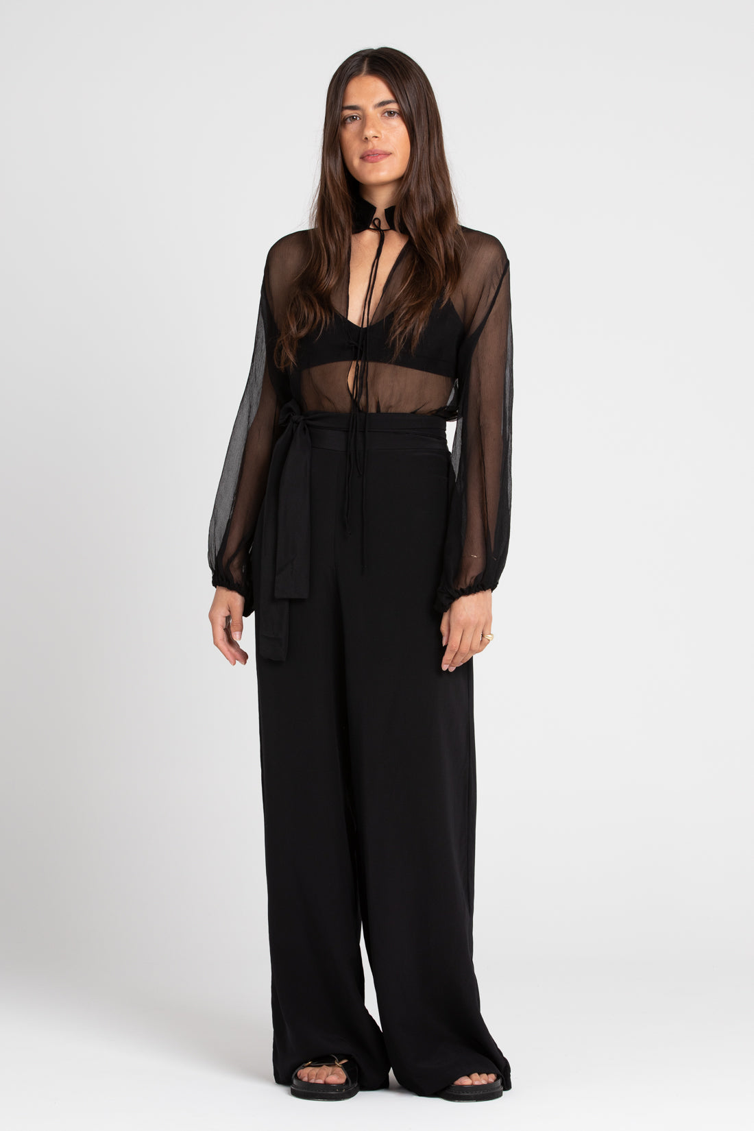 Black Taylor Silk Blouse, Women's Clothing, UNIKSPACE