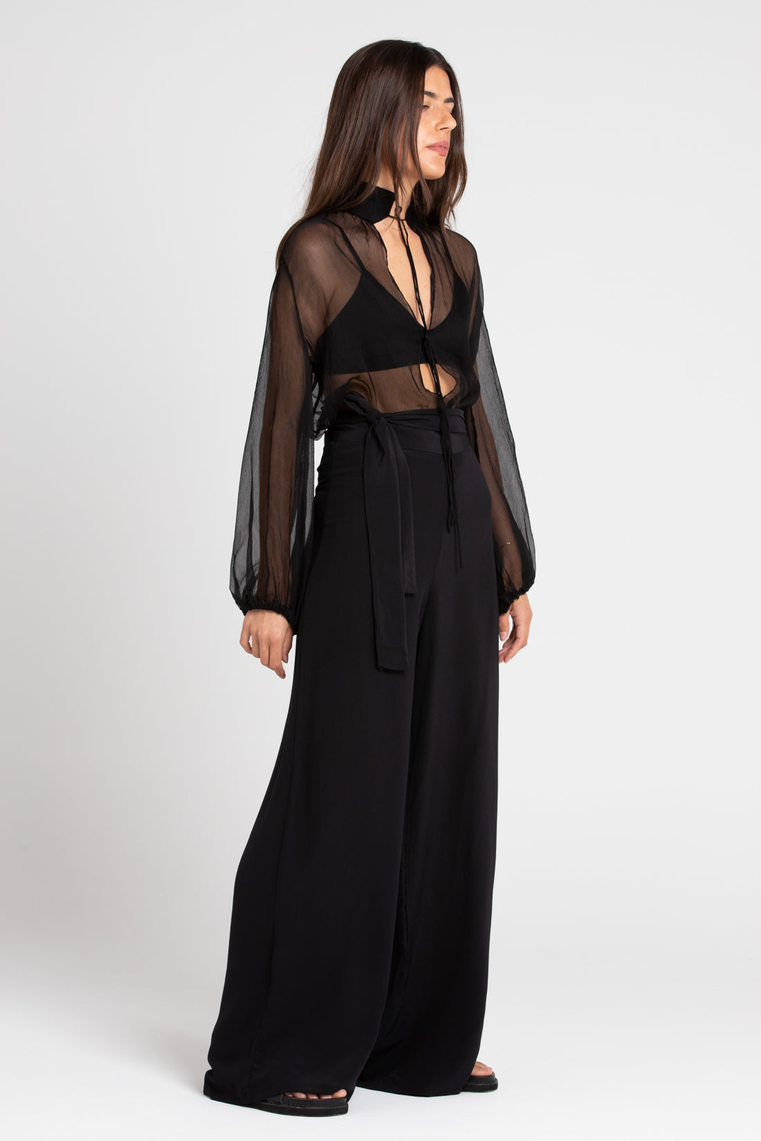 Black Taylor Silk Blouse, Women's Clothing, UNIKSPACE