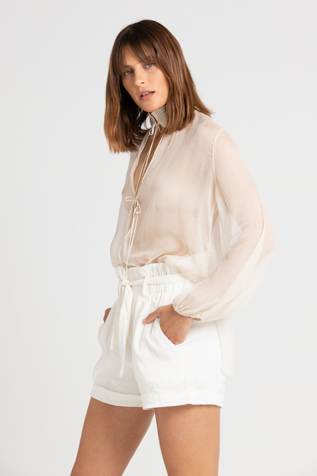 Ivory Taylor Silk Blouse, Women's Clothing, UNIKSPACE