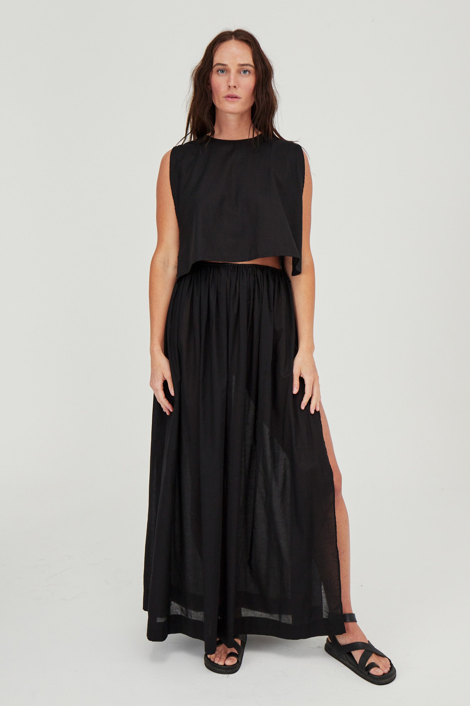 Tulum Organic Cotton Top Black