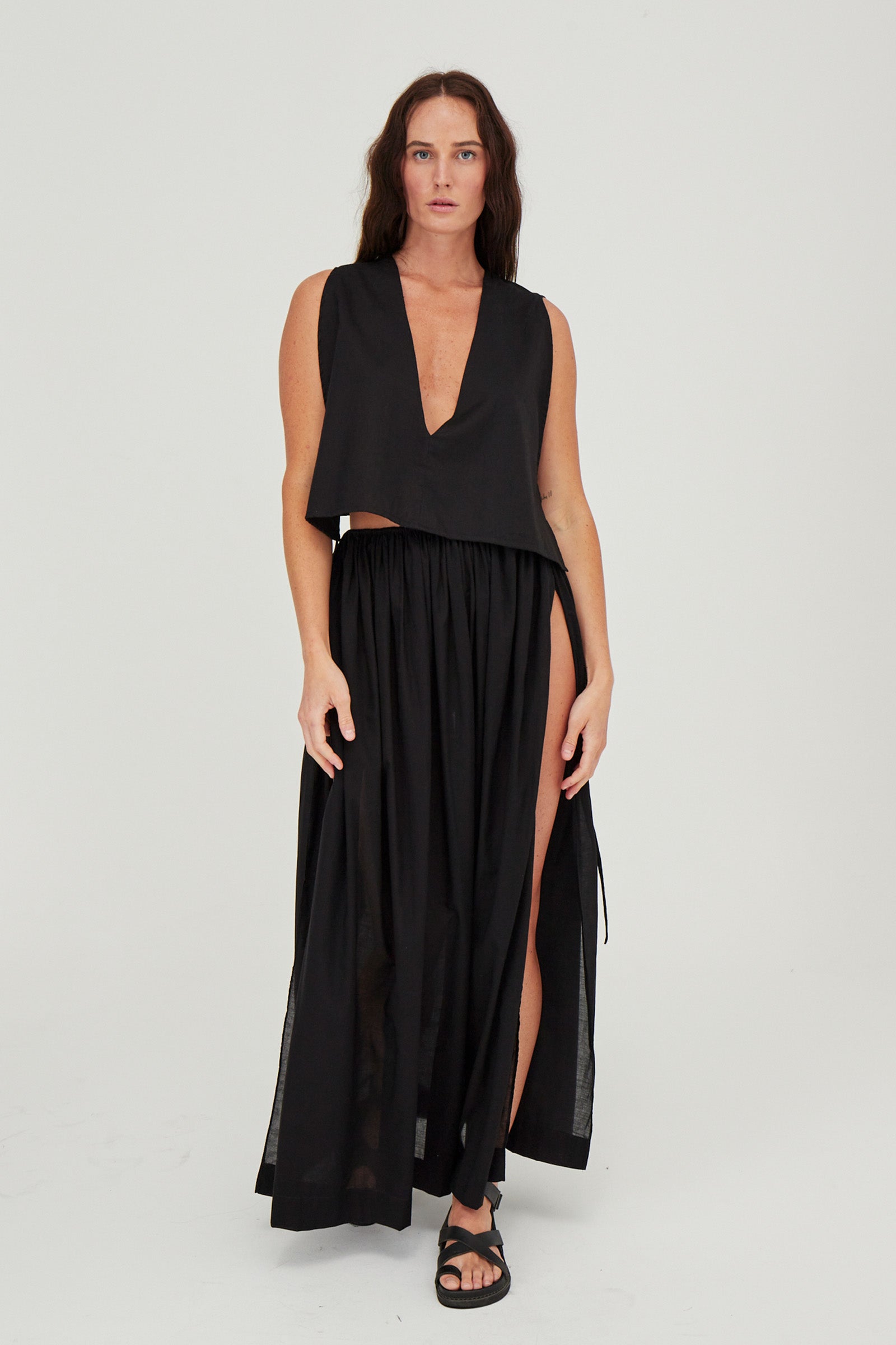 Tulum Organic Cotton Top Black