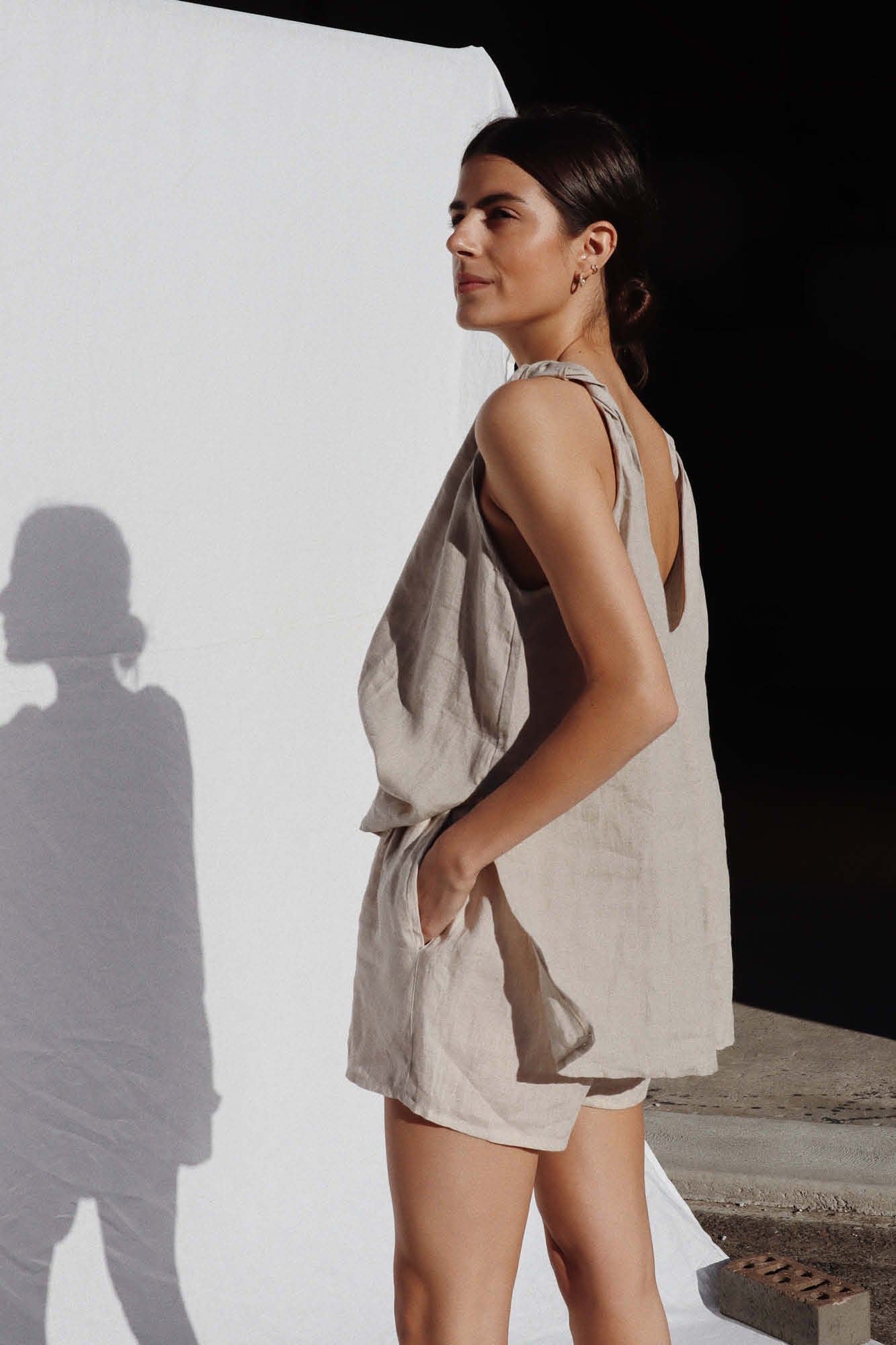 Burns Twist Linen Top Sand