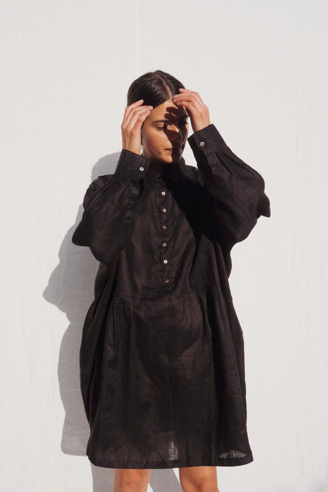 Black Byron Oversized Linen Shirt, Women's Clothing, UNIKSPACE
