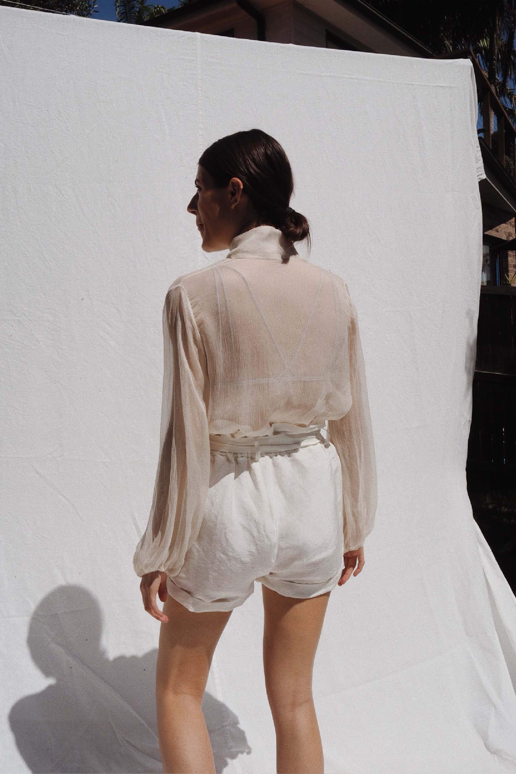 Ivory Taylor Silk Blouse, Women's Clothing, UNIKSPACE