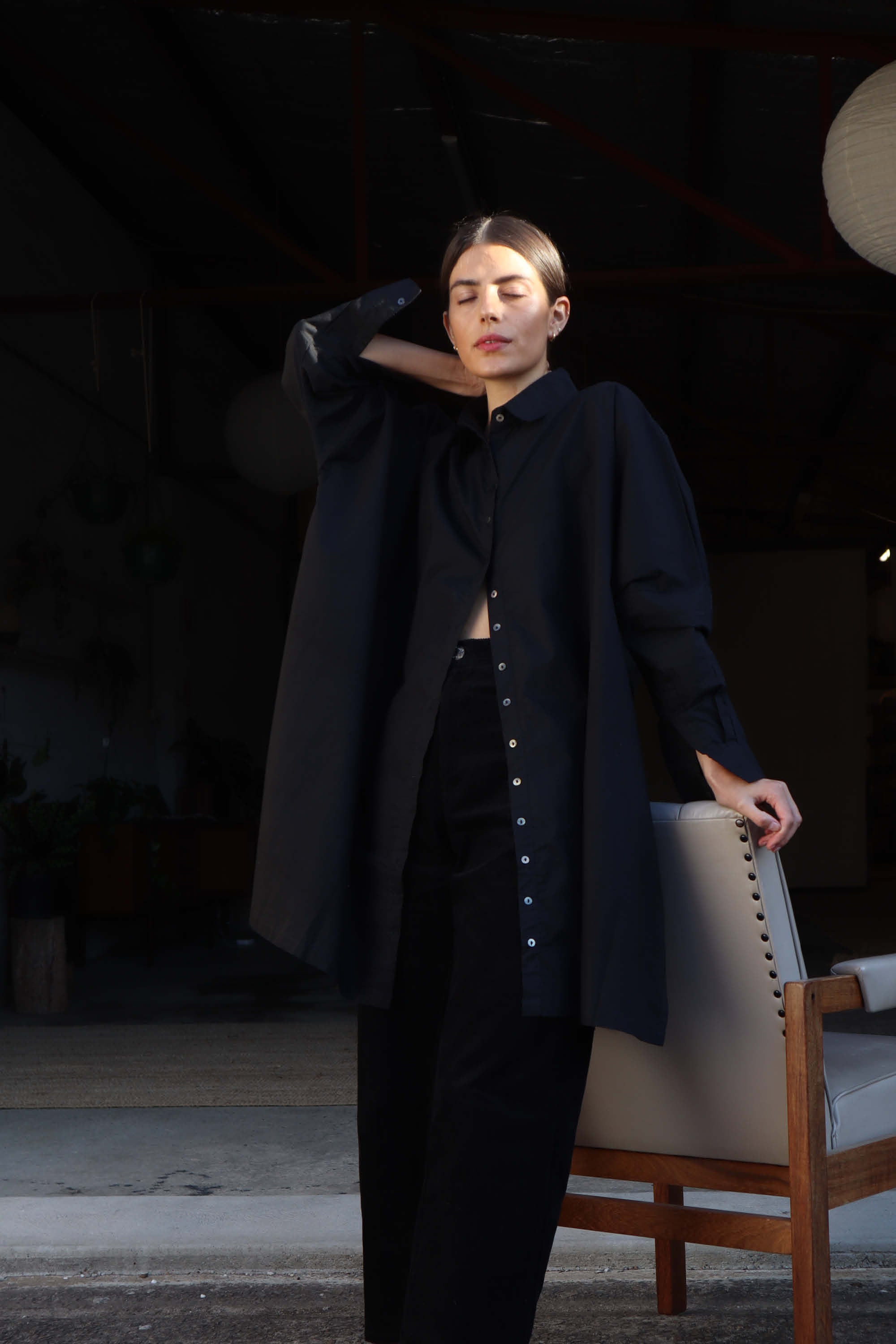 Black Oscar Oversized Shirt, Women's Clothing, UNIKSPACE