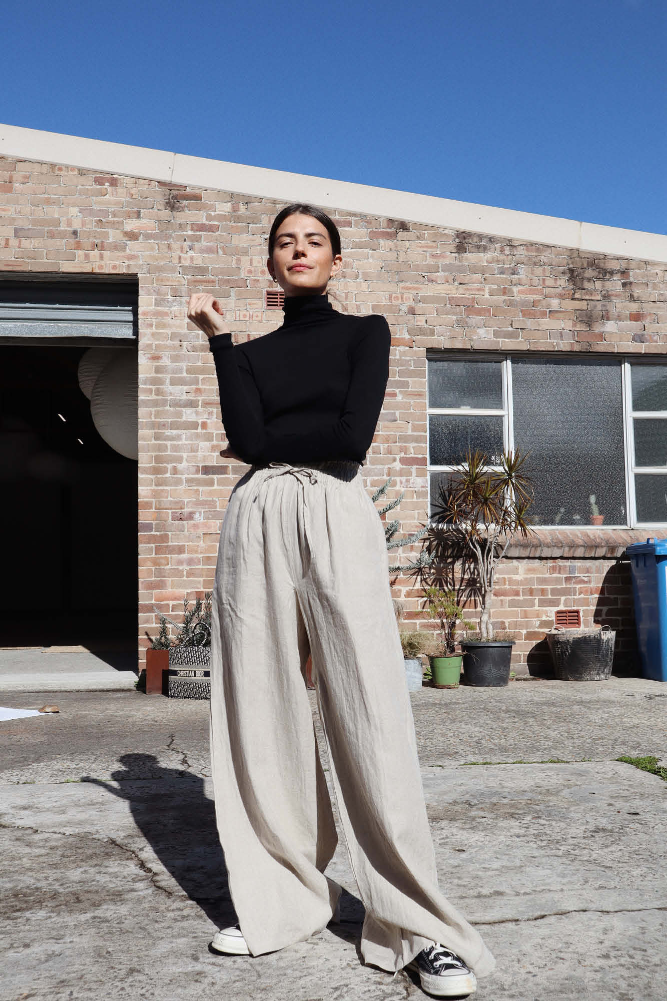 Jonathan Wide Leg Linen Pant Sand