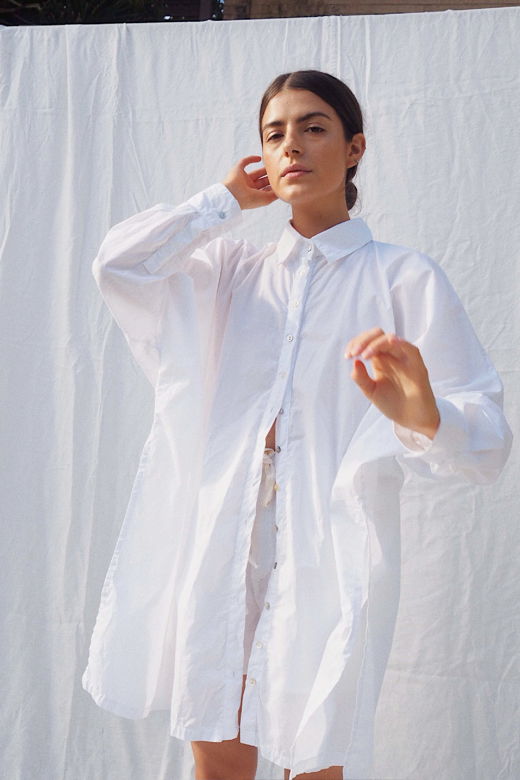 Oscar Oversized Cotton Poplin Shirt White