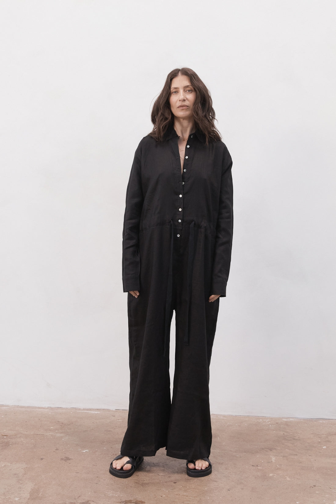 Kidd Linen Boilersuit Black