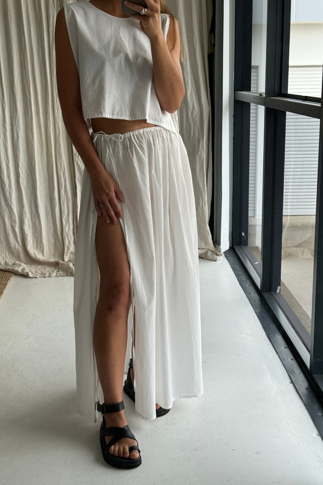 SAMPLE SALE | Maya Organic Cotton Maxi Skirt White