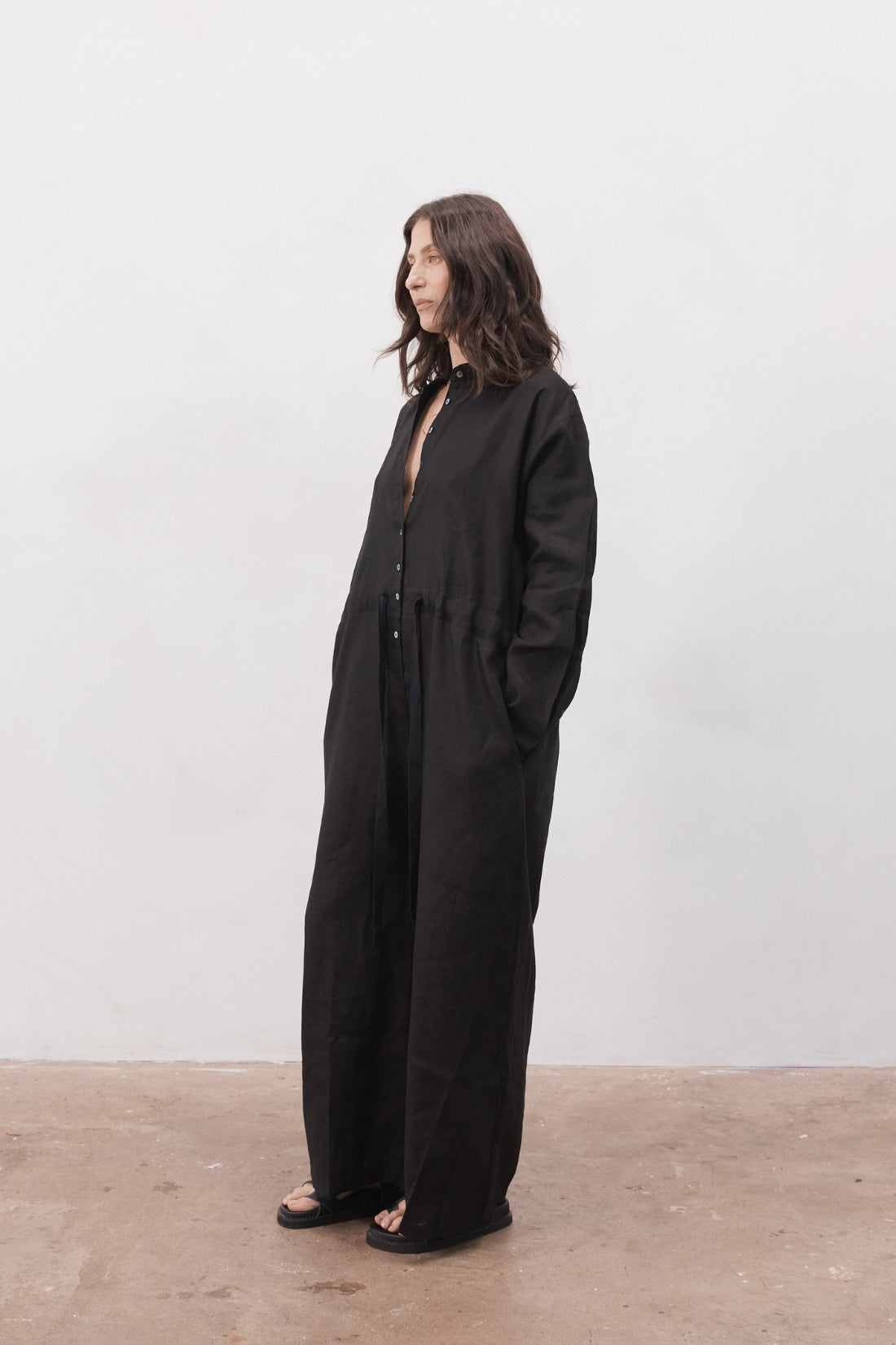 Kidd Linen Boilersuit Black