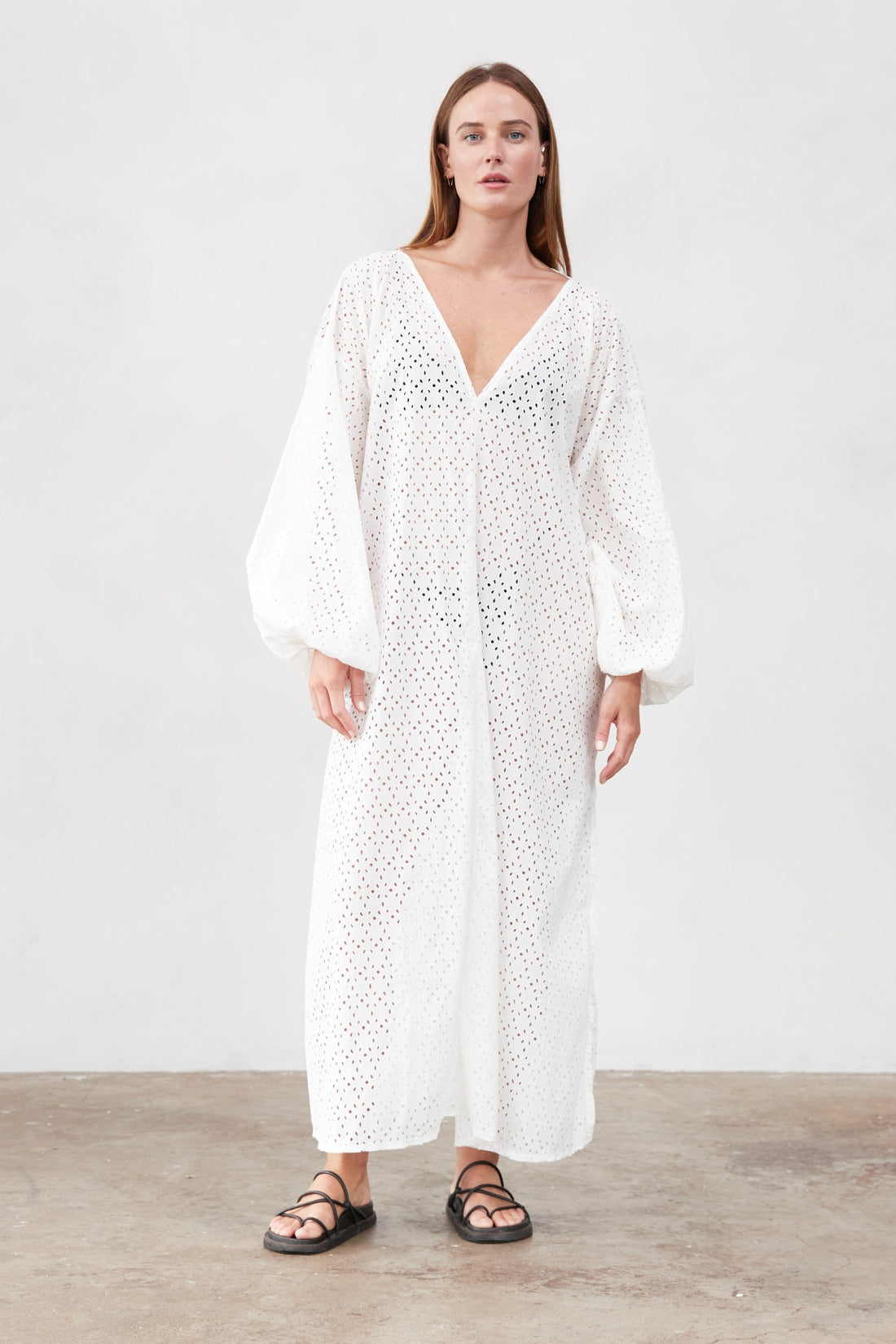 Amalfi Anglaise Maxi Dress White