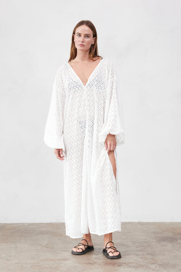 Amalfi Anglaise Maxi Dress White