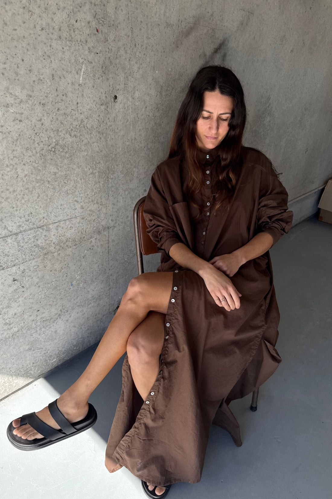 SAMPLE SALE | Santorini Shirt Dress Organic Cotton Cacao