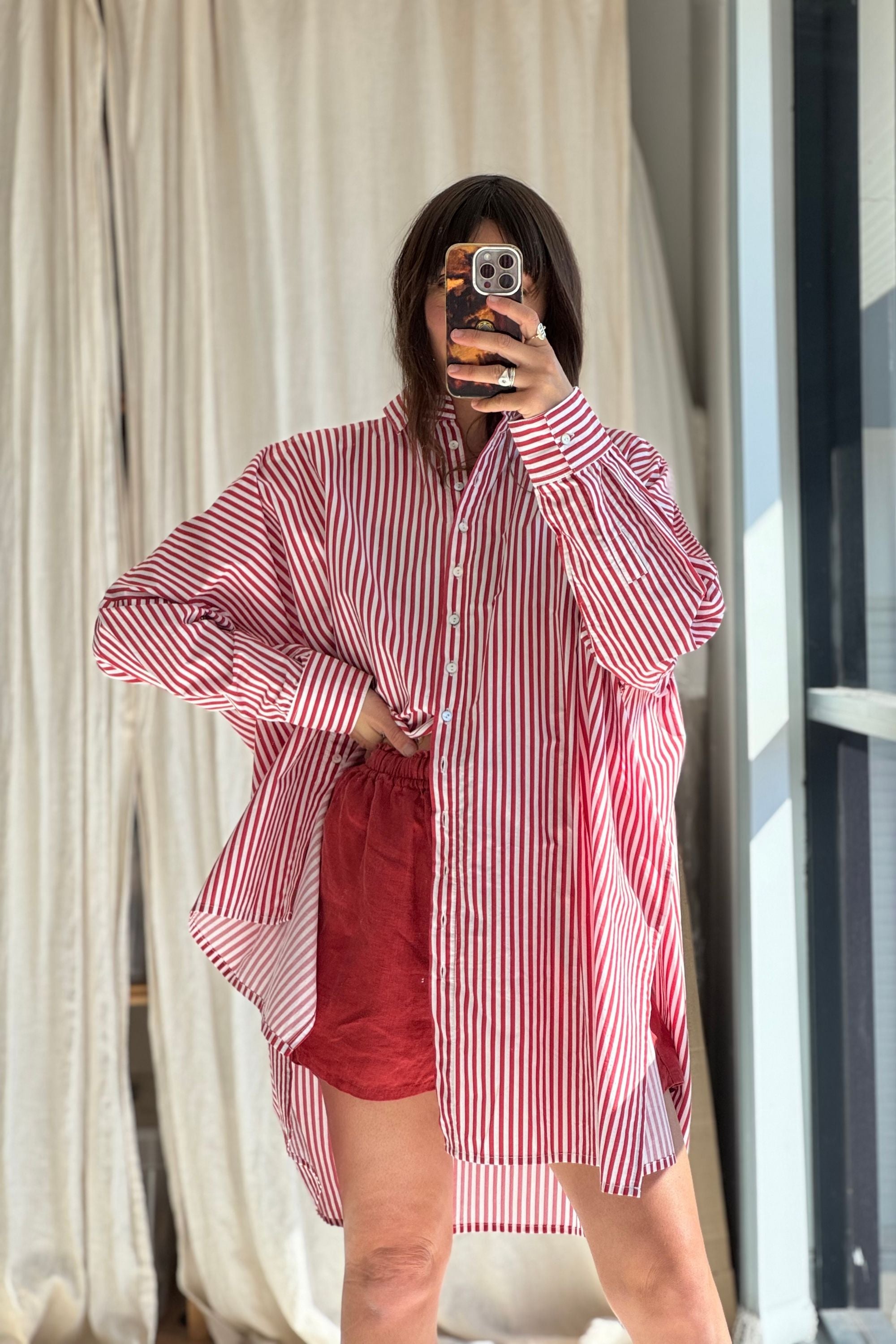 SAMPLE SALE | Oscar Cotton Poplin Shirt Desert Stripe