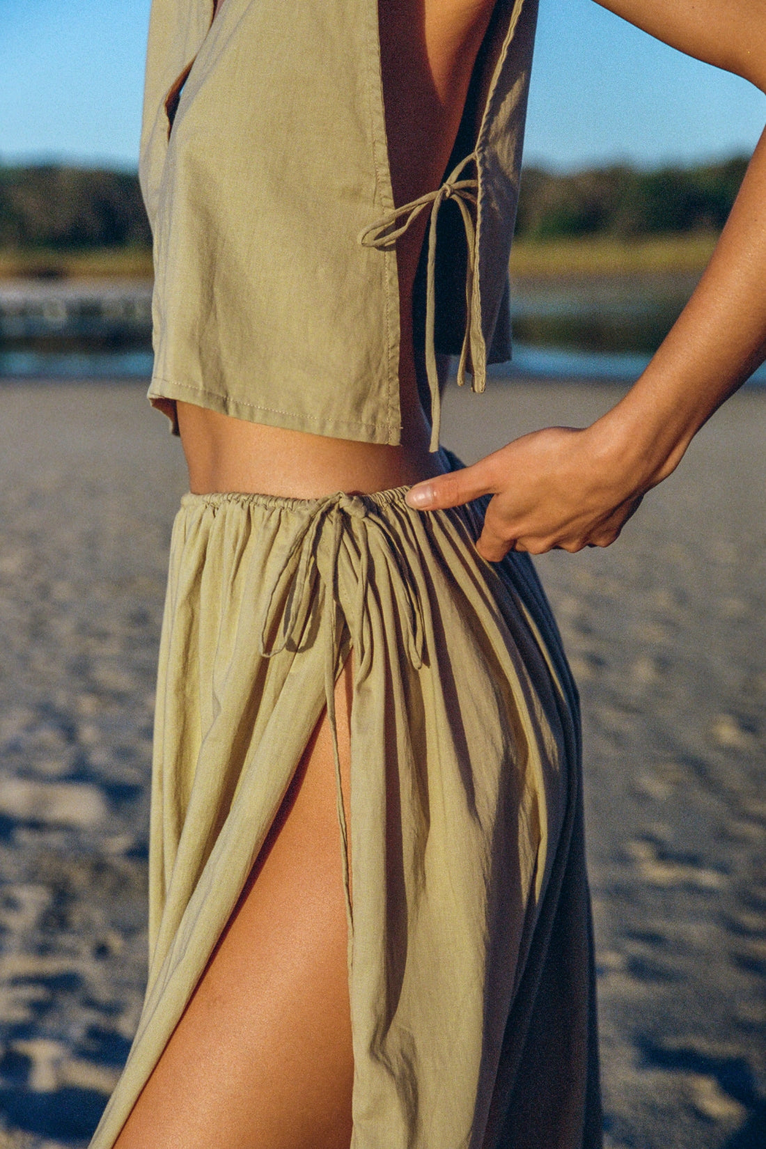 Maya Organic Cotton Maxi Skirt Ice Coffee